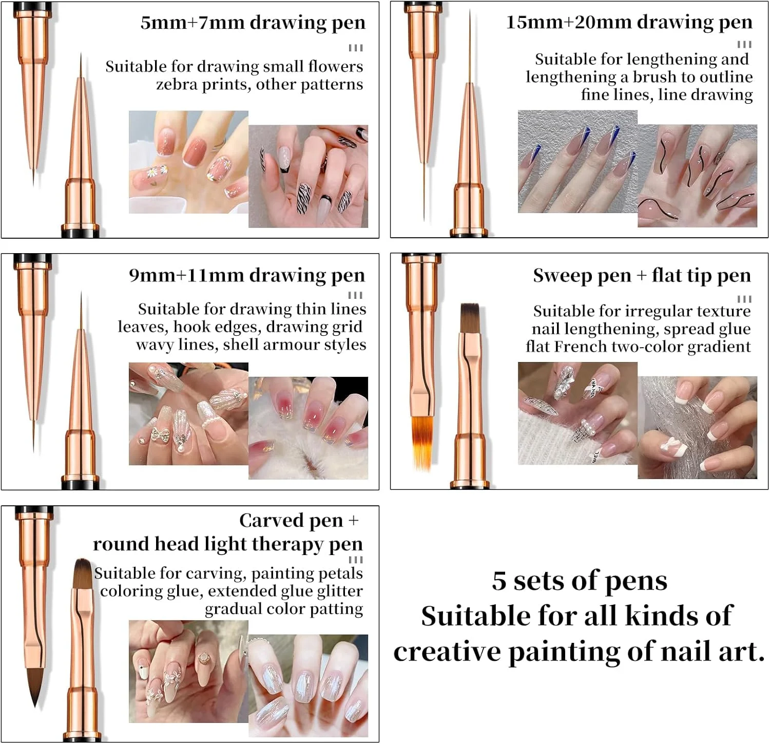 مجموعه 5 عددی قلم مو طراحی ناخن فروشگاه Big Bargain، مجموعه قلم مو طراحی ناخن اکریلیک دو طرفه، مجموعه قلم مو طراحی ناخن - حرفه ای، قلم های طراحی نقطه ای ناخن برای طراحی هنری ناخن DIY (رزگلد) مجموعه 5 عددی قلم مو طراحی ناخن فروشگاه Big Bargain، مجموعه قلم مو طراحی ناخن اکریلیک دو طرفه، مجموعه قلم مو طراحی ناخن - حرفه ای، قلم های طراحی نقطه ای ناخن برای طراحی هنری ناخن DIY (رزگلد)