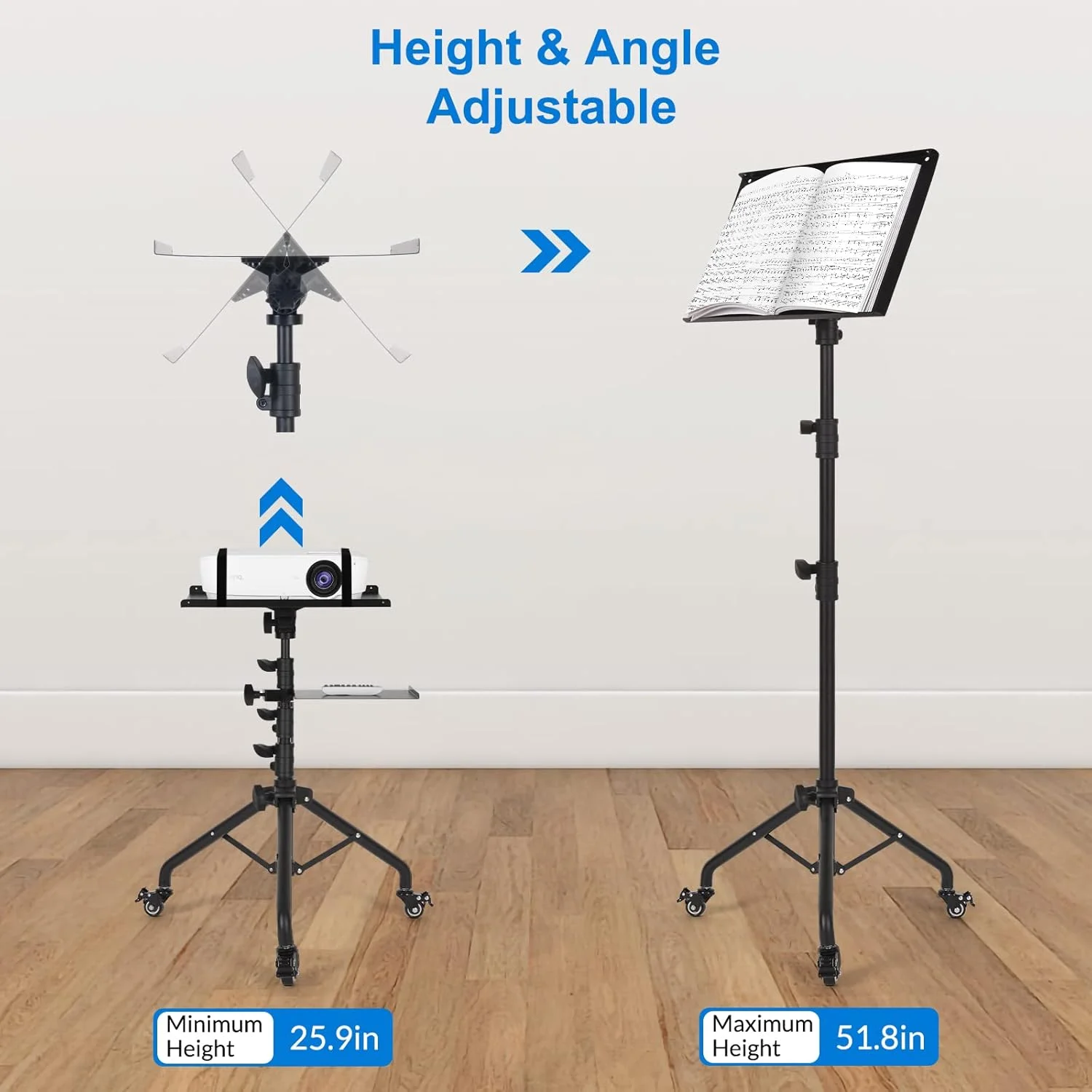 پایه سه پایه لپ تاپ چرخ دار Tossbiss با 2 قفسه، پایه زمینی پروژکتور قابل حمل با ارتفاع قابل تنظیم 65.7 تا 131.5 سانتی متر به همراه نگهدارنده تلفن پایه سه پایه لپ تاپ چرخ دار Tossbiss با 2 قفسه، پایه زمینی پروژکتور قابل حمل با ارتفاع قابل تنظیم 65.7 تا 131.5 سانتی متر به همراه نگهدارنده تلفن