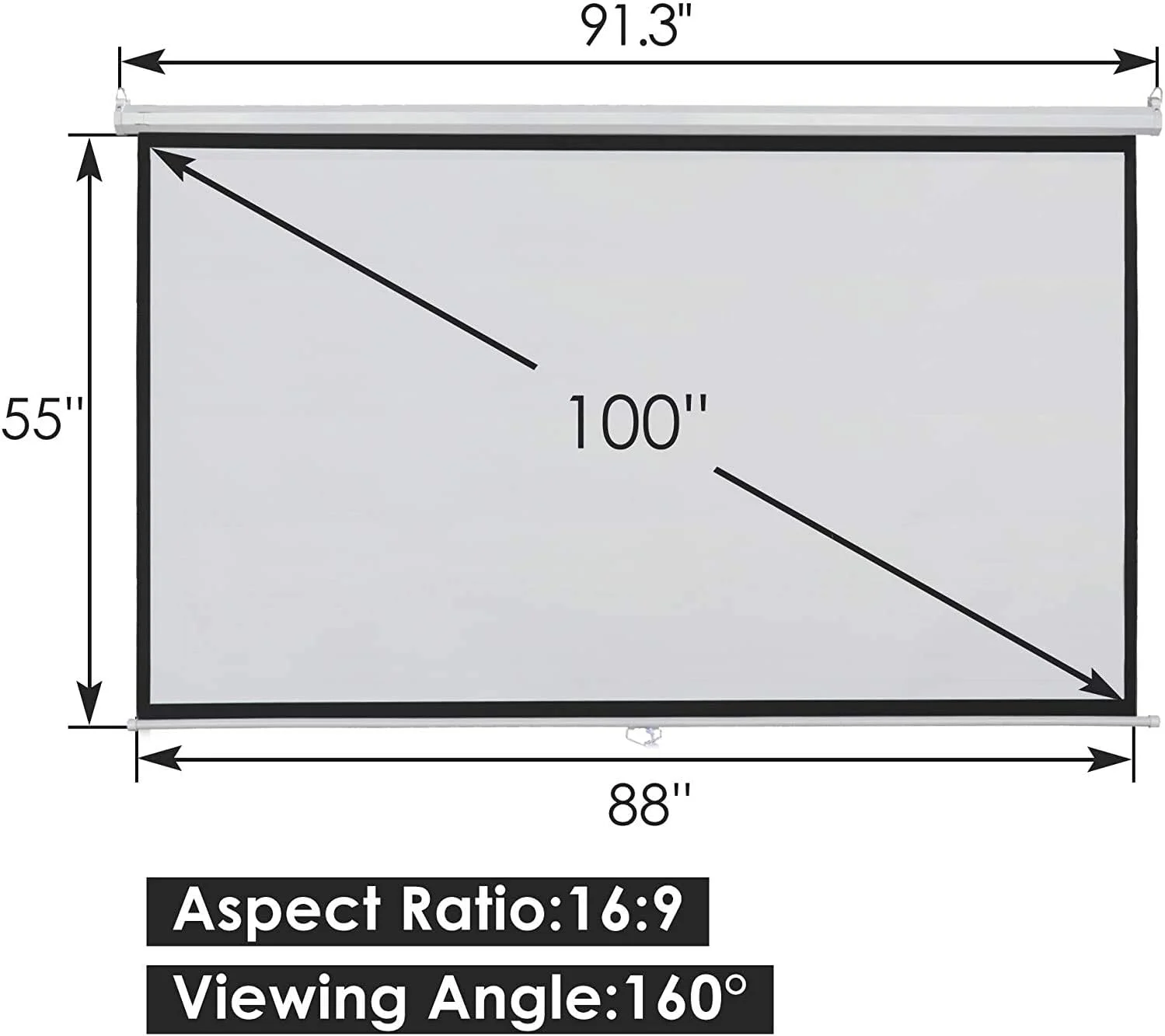 پرده نمایش پروژکتور 16:9 HD تلوکسی، تاشو، ضد چروک، قابل حمل، دستی، مناسب برای سینمای خانگی، ارائه، آموزش، نمایش عمومی در فضای باز و داخلی (100 اینچ)