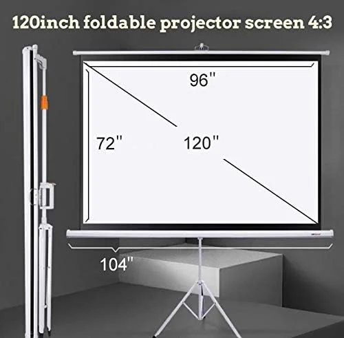 پرده نمایش پروژکتور 120 اینچی Teluxsee با نسبت تصویر 4:3، پایه سه پایه تاشو قابل حمل با قابلیت تنظیم ارتفاع، ضد چروک، مناسب برای فضای داخلی و خارجی (120 اینچ) پرده نمایش پروژکتور 120 اینچی Teluxsee با نسبت تصویر 4:3، پایه سه پایه تاشو قابل حمل با قابلیت تنظیم ارتفاع، ضد چروک، مناسب برای فضای داخلی و خارجی (120 اینچ)