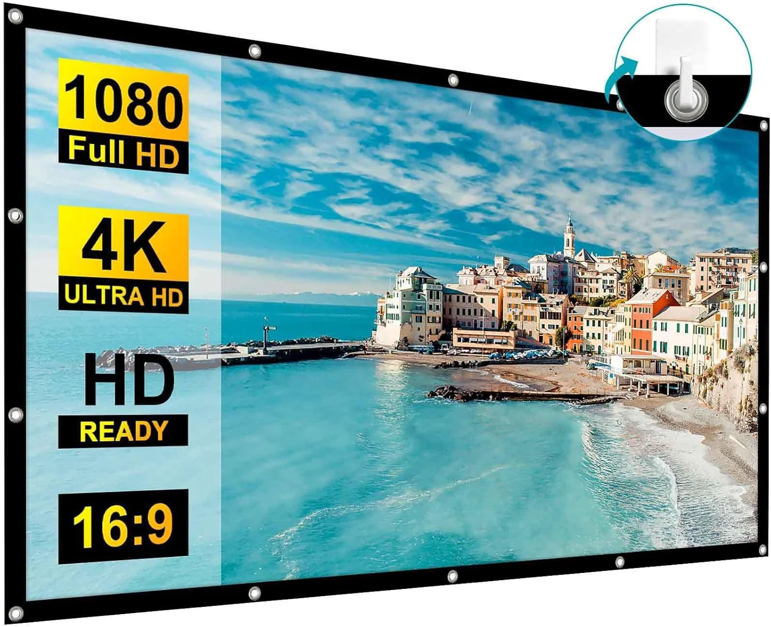 پرده نمایش پروژکتور TERRIFI، ۱۲۰ اینچ، مناسب فضای باز، ۱۶:۹، تاشو، ضد چروک، قابل حمل، دو طرفه، قابل شستشو، برای سینمای خانگی، کمپینگ، مهمانی، دفتر کار پرده نمایش پروژکتور TERRIFI، ۱۲۰ اینچ، مناسب فضای باز، ۱۶:۹، تاشو، ضد چروک، قابل حمل، دو طرفه، قابل شستشو، برای سینمای خانگی، کمپینگ، مهمانی، دفتر کار