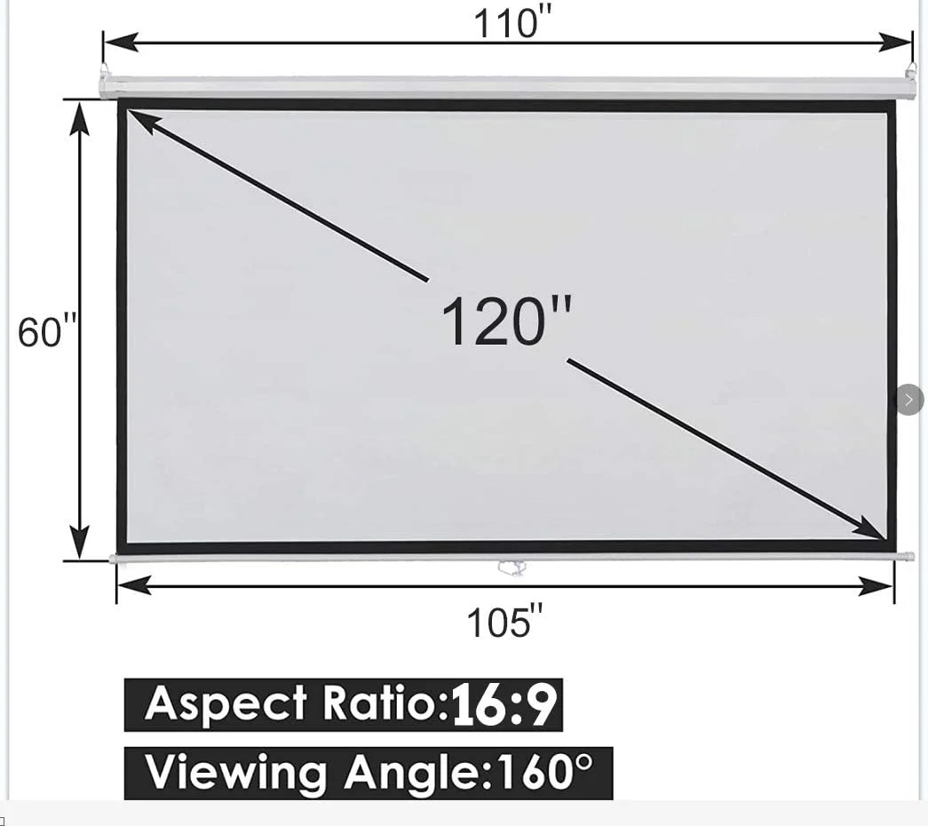 پرده نمایش پروژکتور 120 اینچی TELUXSEE، پرده نمایش دستی کشویی HD، فرمت 1:1 برای سینمای خانگی، ارائه تئاتر، آموزش، نمایش عمومی در فضای باز و داخلی