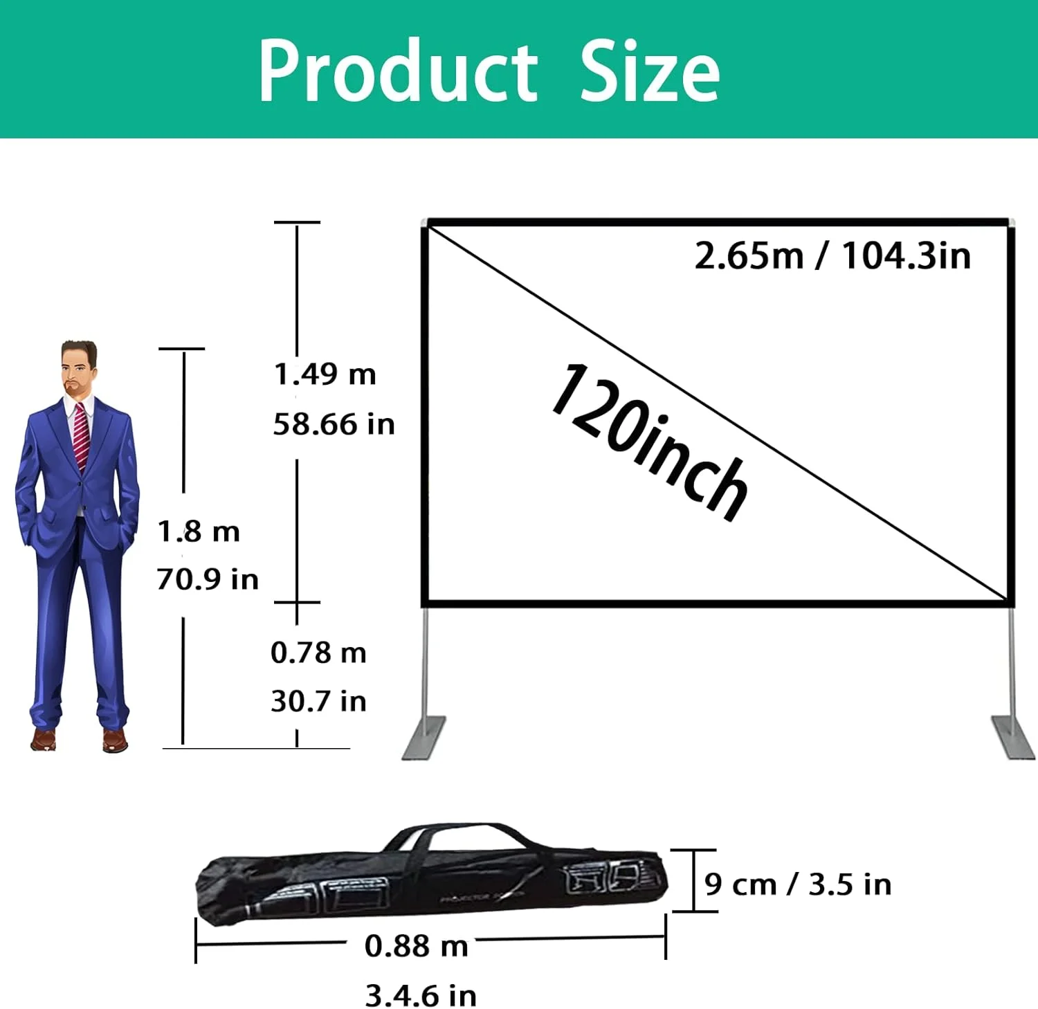 پرده نمایش پروژکتور 120 اینچی TDYSPA با پایه، صفحه نمایش پروژکتور فیلم HD 16:9 سینمای خانگی، صفحه نمایش پروژکتور تاشو و قابل حمل برای مهمانی سینمای حیاط خلوت، مسافرت، دفتر، کلاس درس، داخل خانه پرده نمایش پروژکتور 120 اینچی TDYSPA با پایه، صفحه نمایش پروژکتور فیلم HD 16:9 سینمای خانگی، صفحه نمایش پروژکتور تاشو و قابل حمل برای مهمانی سینمای حیاط خلوت، مسافرت، دفتر، کلاس درس، داخل خانه