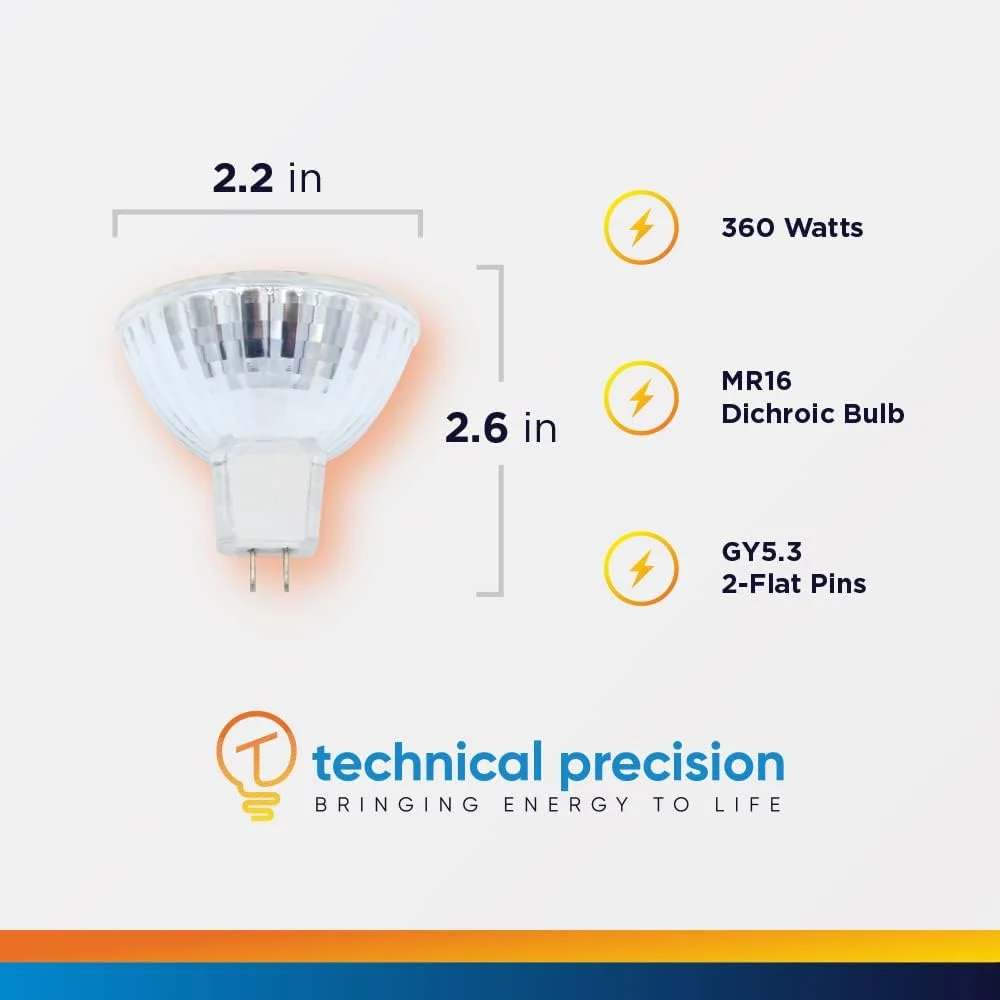 لامپ پروژکتور 360 وات 82 ولت Technical Precision Enx با پایه GY5.3 - لامپ پروژکتور سقفی 02600 با بازتابنده دایکرویک - لامپ پروژکتور با بازتابنده MR16 - بسته 2 عددی