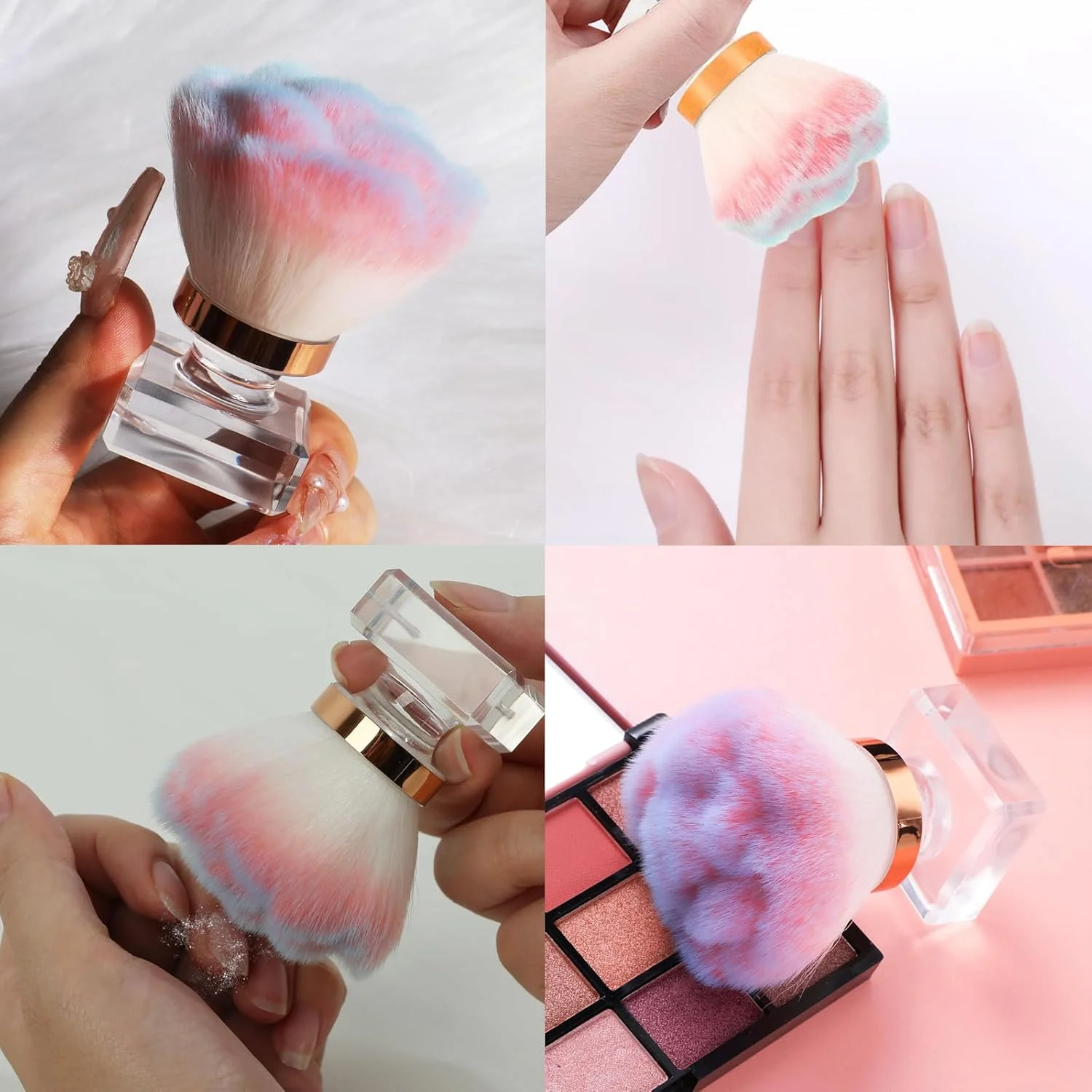 برس گردگیری ناخن Duomama با رنگ صورتی ملایم و جعبه نگهداری شفاف - ابزار مانیکور و آرایش برای ناخن های اکریلیک، حذف پودر و تمیز کردن طراحی ناخن