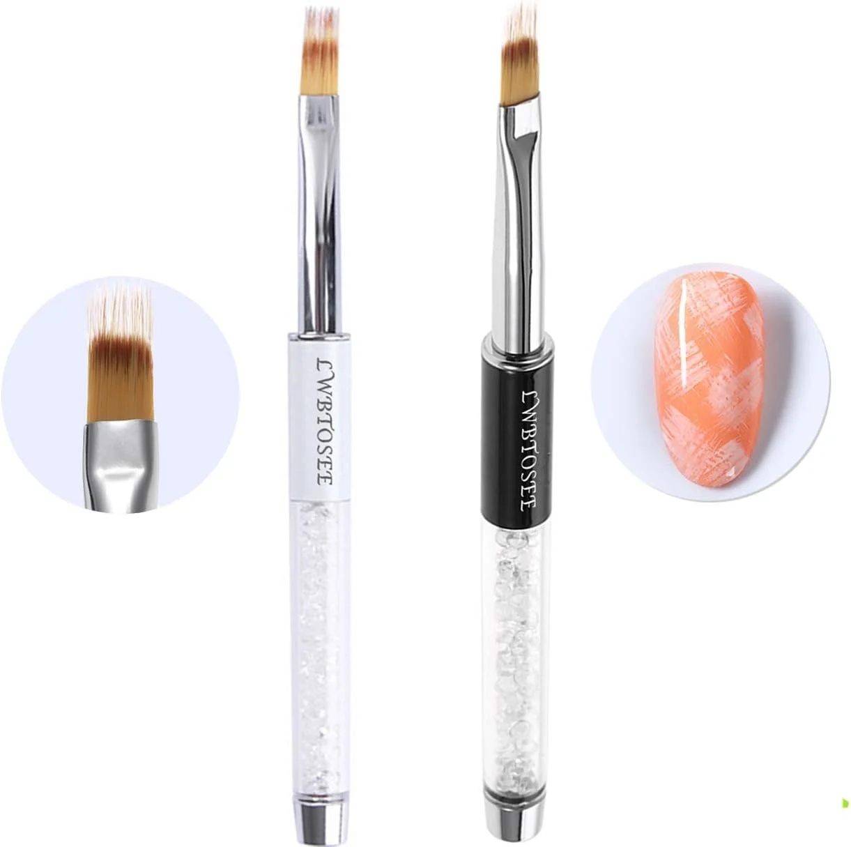 LWBTOSEE ست 2 عددی قلم سایه ناخن، قلم طراحی ناخن، قلم طراحی ناخن اکریلیک کریستالی نگین دار با رنگ گرادیان لاک ژل UV LWBTOSEE ست 2 عددی قلم سایه ناخن، قلم طراحی ناخن، قلم طراحی ناخن اکریلیک کریستالی نگین دار با رنگ گرادیان لاک ژل UV