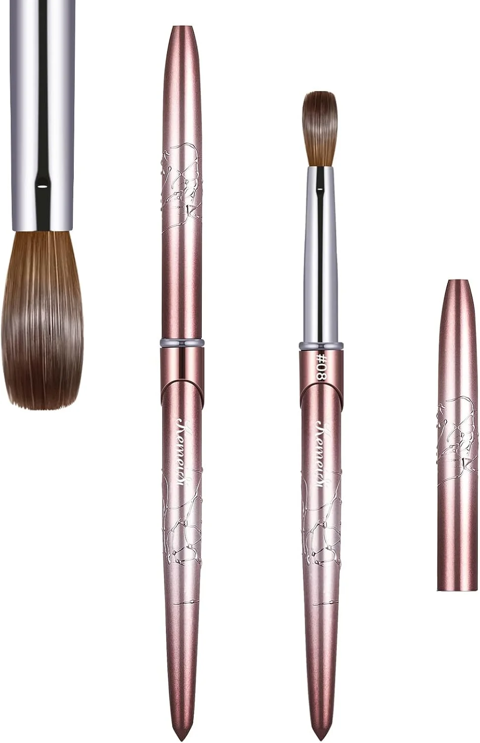 قلم طراحی ناخن اکریلیک کمیسی، سایز 8، برس طراحی ناخن 100% موی سمور کولینسکی، دسته محکم، شکل بیضی، ابزار طراحی پودر اکریلیک ناخن برای مانیکور حرفه ای، مناسب استفاده در خانه و سالن (گرادیان قهوه ای)