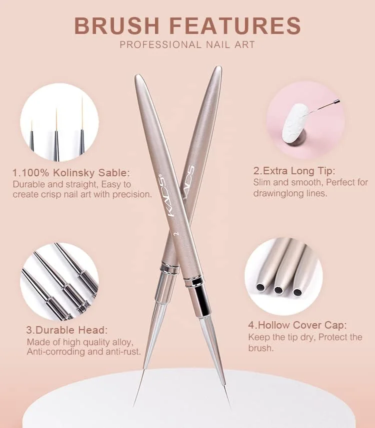 قلم طراحی ناخن KADS مدل 1# با موی 100% سمور Kolinsky، مناسب طراحی ناخن، ابزار مانیکور و نقاشی (سایز 1#) قلم طراحی ناخن KADS مدل 1# با موی 100% سمور Kolinsky، مناسب طراحی ناخن، ابزار مانیکور و نقاشی (سایز 1#)