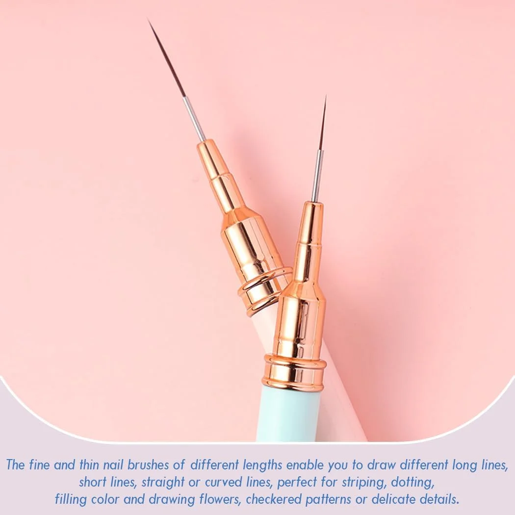 جاسینس برس های طراحی ناخن، ست 5 عددی قلم طراحی هنر طراحی لاک ژل، برس های راه راه برای خطوط نازک و بلند، جزئیات کوچک، طراحی ظریف، رنگ آمیزی ظریف در اندازه های 7/9/11/15/25 میلی متر