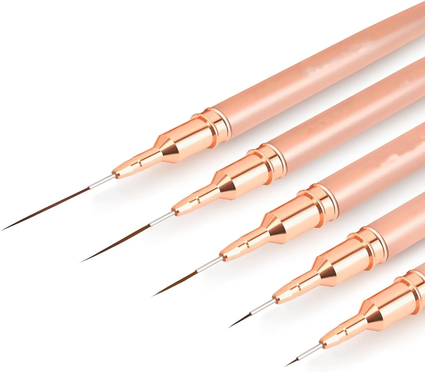 قلموهای طراحی ناخن متالیک، ست قلموی خطی 5 عددی، قلم طراحی هنر نقاشی لاک ژل UV برای خطوط بلند، جزئیات ظریف، طراحی دقیق در اندازه های 4/8/12/20/25 میلی متر (طلایی شامپاین) قلموهای طراحی ناخن متالیک، ست قلموی خطی 5 عددی، قلم طراحی هنر نقاشی لاک ژل UV برای خطوط بلند، جزئیات ظریف، طراحی دقیق در اندازه های 4/8/12/20/25 میلی متر (طلایی شامپاین)