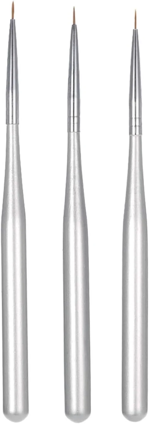 ست 3 عددی قلم موی طراحی ناخن آکریلیک حرفه ای، قلم موهای طراحی ناخن برای ژل UV، طراحی ناخن و کشیدن خط