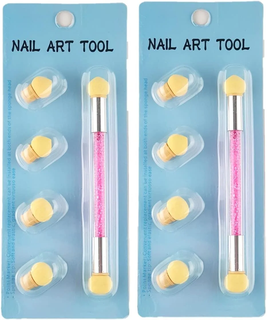 2 عدد قلم اسفنجی градиент آمبره ناخن دو سر با 4 سر تعویضی (رنگ تصادفی) 2 عدد قلم اسفنجی градиент آمبره ناخن دو سر با 4 سر تعویضی (رنگ تصادفی)