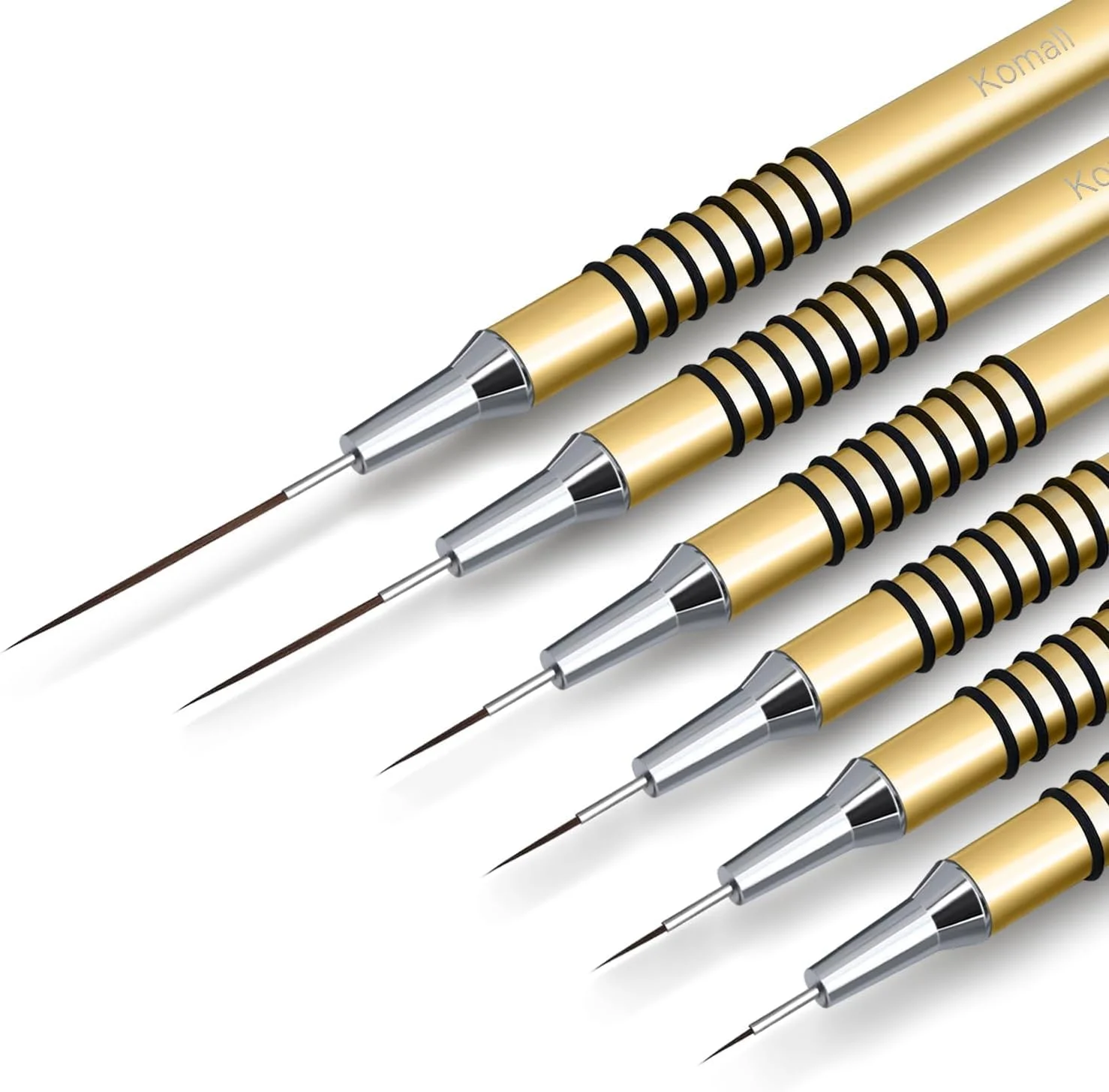 ست 6 عددی قلم طراحی ناخن متالیک - قلم طراحی هنری لاک ژل ضد لغزش برای خطوط بلند، جزئیات ظریف، طراحی های دقیق در اندازه های 5/7/9/11/20/25 میلی متر ست 6 عددی قلم طراحی ناخن متالیک - قلم طراحی هنری لاک ژل ضد لغزش برای خطوط بلند، جزئیات ظریف، طراحی های دقیق در اندازه های 5/7/9/11/20/25 میلی متر