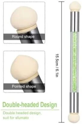 2 عدد قلم اسفنجی градиент آمبره ناخن دو سر با 4 سر تعویضی (رنگ تصادفی)