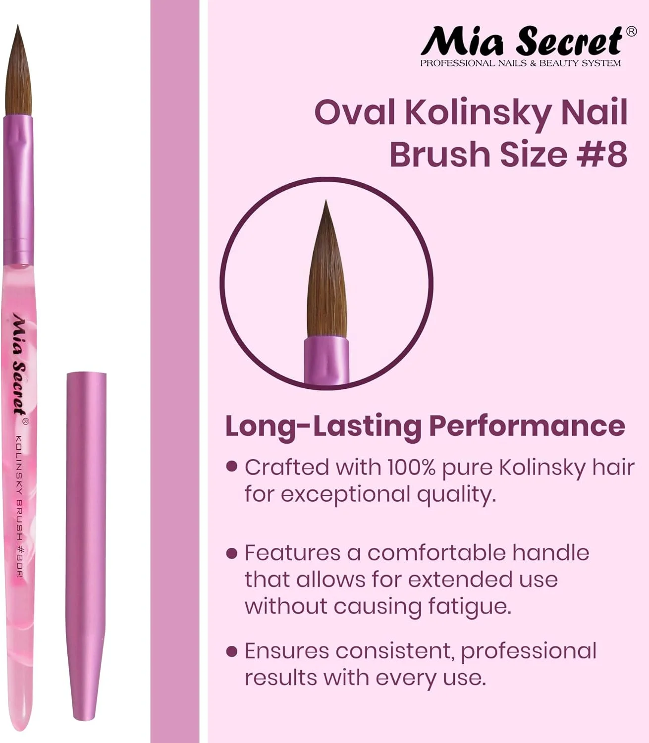 قلم کاشت ناخن بیضی کوه سمور شماره 8 میا سکرت قلم کاشت ناخن بیضی کوه سمور شماره 8 میا سکرت