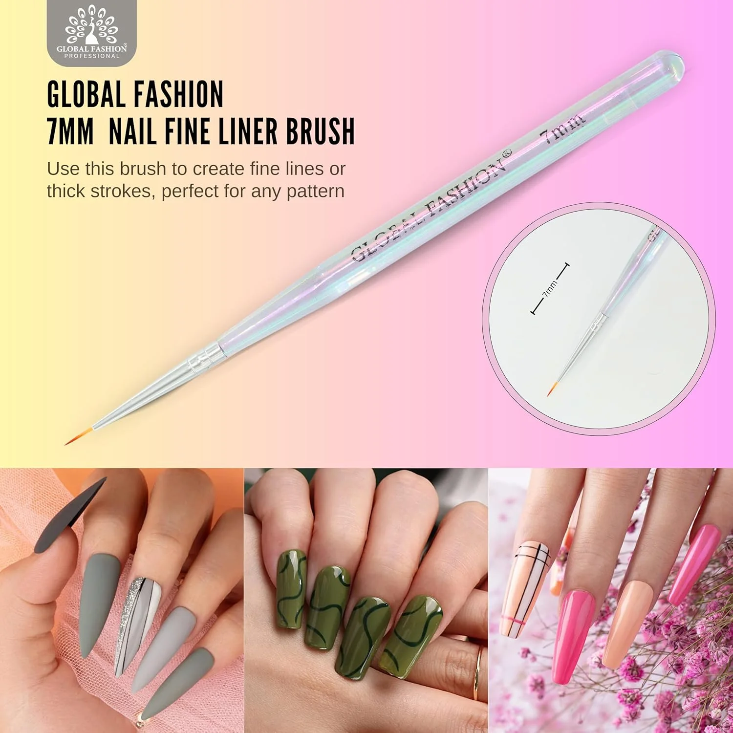 مجموعه قلم موی خطی باریک ناخن آکریلیک حرفه ای گلوبال فشن برای طراحی ناخن، خوشنویسی، نقاشی، طراحی، اسکچ - 3 سایز - | (مجموعه 3 عددی) مجموعه قلم موی خطی باریک ناخن آکریلیک حرفه ای گلوبال فشن برای طراحی ناخن، خوشنویسی، نقاشی، طراحی، اسکچ - 3 سایز - | (مجموعه 3 عددی)