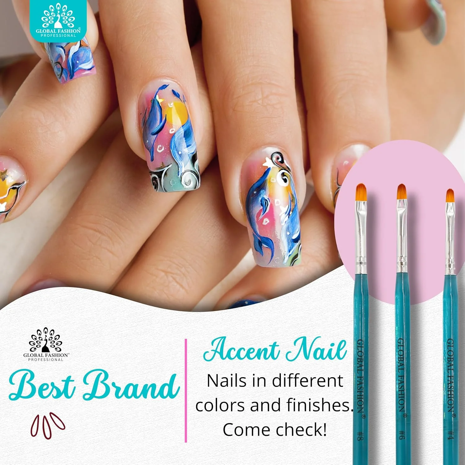 ست قلم موی طراحی ناخن مویی ظریف حرفه ای گلوبال فشن برای استفاده بی نقص از لاک ژل، ناخن های اکریلیک و کاشت ناخن | (ست) ست قلم موی طراحی ناخن مویی ظریف حرفه ای گلوبال فشن برای استفاده بی نقص از لاک ژل، ناخن های اکریلیک و کاشت ناخن | (ست)