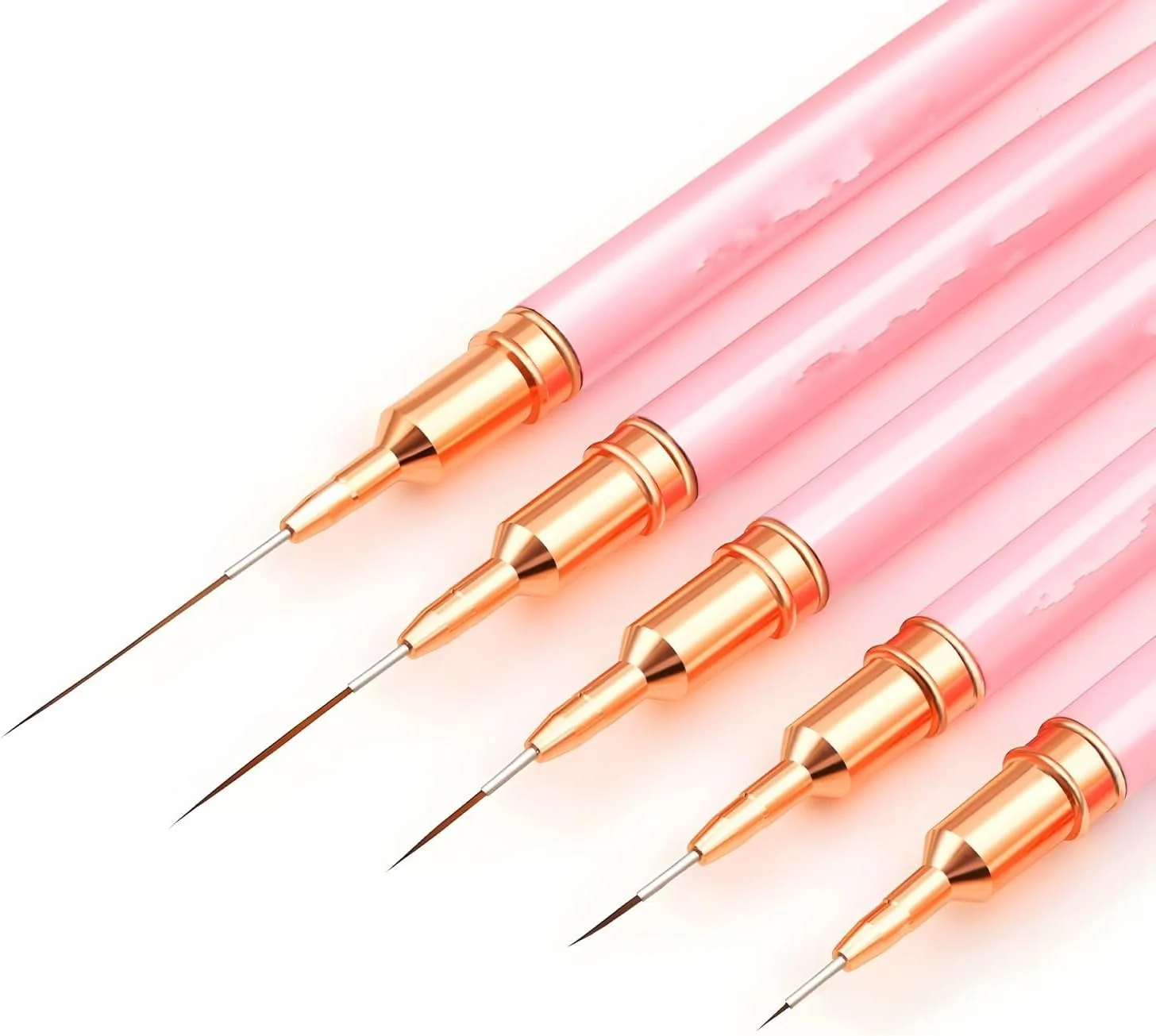 Niefeel Nail Art Liner Brushes, 5Pcs Painting Nail Art Brush Set Nail Dotting Drawing Tool for Long Lines, Thin Details, Fine Drawing Sizes 4/8/12/20/25mm(Pink) Niefeel Nail Art Liner Brushes, 5Pcs Painting Nail Art Brush Set Nail Dotting Drawing Tool for Long Lines, Thin Details, Fine Drawing Sizes 4/8/12/20/25mm(Pink)