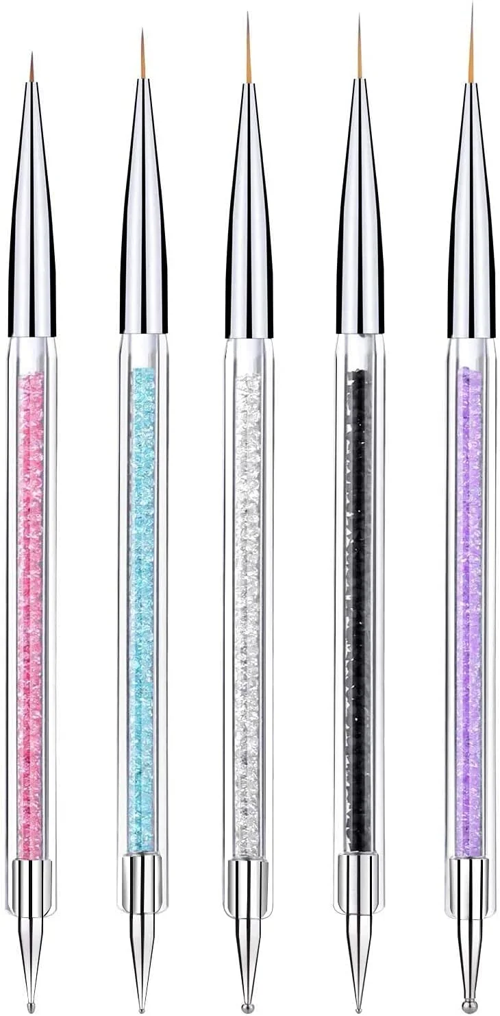 قلم موی طراحی ناخن ORiTi، 5 عددی، قلم طراحی ناخن، ست ابزار نقطه گذاری دو طرفه، قلم های طراحی و نقاشی نقطه ای ناخن (قلم موی طراحی ناخن)