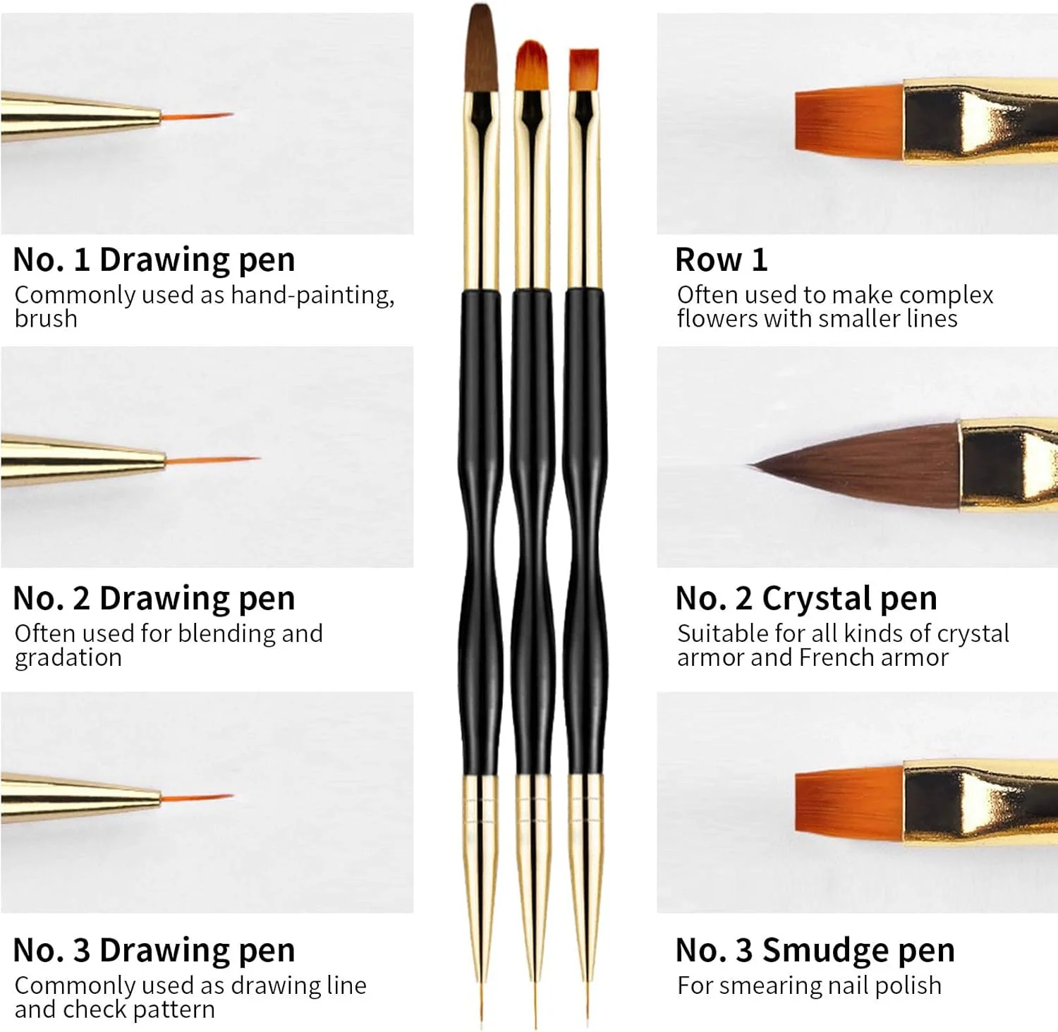 Olakin Nail Brush [3 Pieces], Gel Brush for Nails, Gel Brushes, Home for Nail Art, UV Gel Brush, Nail Accessories, Acrylic Fingernails