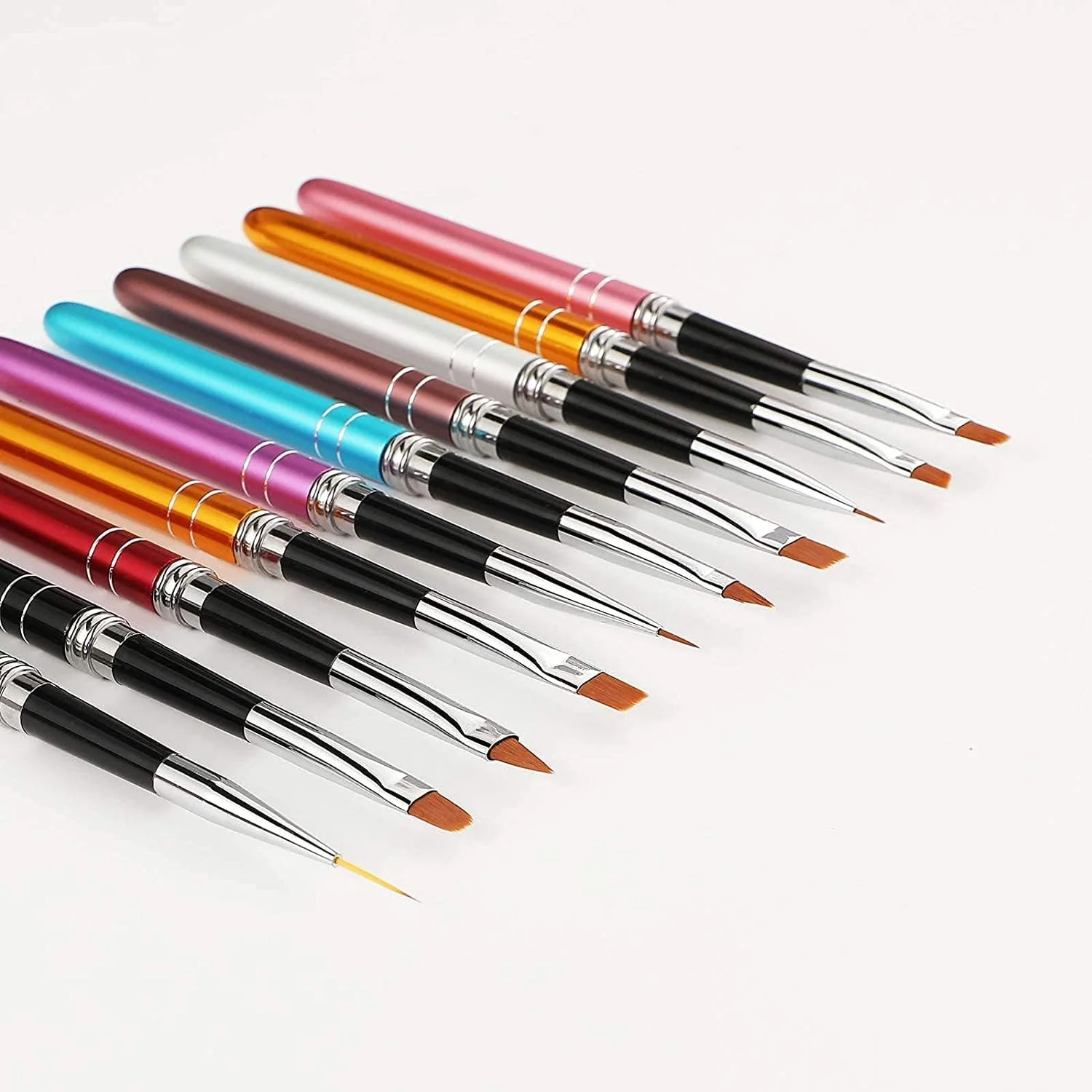 ست قلم موی طراحی ناخن 10 عددی چند رنگ ORiTi - قلم موهای خطی، تخت، مورب، گرد و زاویه دار ست قلم موی طراحی ناخن 10 عددی چند رنگ ORiTi - قلم موهای خطی، تخت، مورب، گرد و زاویه دار