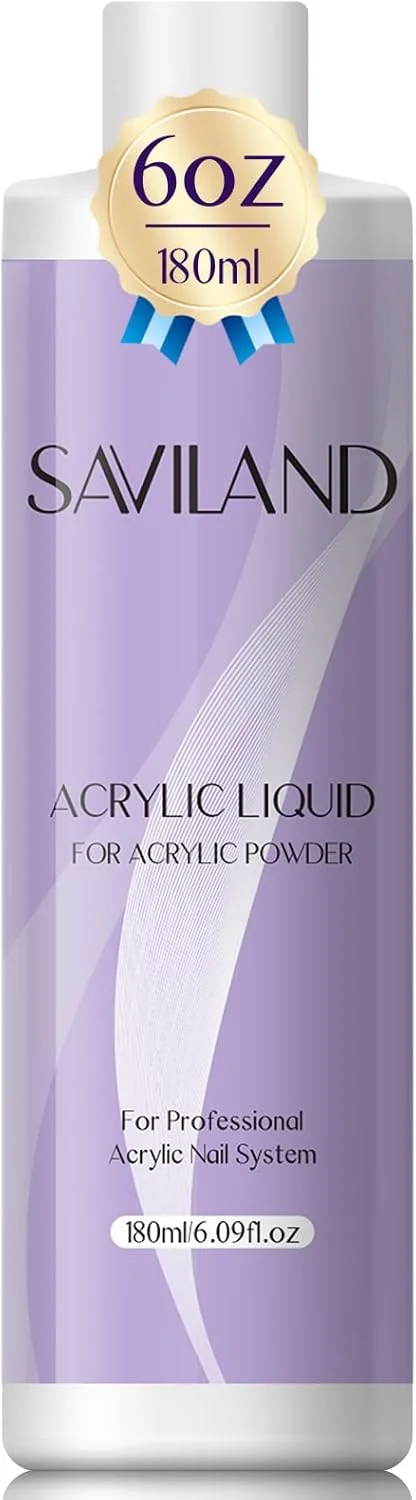 لیکوئید اکریلیک Saviland - 177 میلی لیتر مونومر اکریلیک برای پودر اکریلیک، کم بو، بدون زرد شدن، مناسب برای کاشت ناخن و طراحی، قابل استفاده در منزل و سالن ناخن لیکوئید اکریلیک Saviland - 177 میلی لیتر مونومر اکریلیک برای پودر اکریلیک، کم بو، بدون زرد شدن، مناسب برای کاشت ناخن و طراحی، قابل استفاده در منزل و سالن ناخن