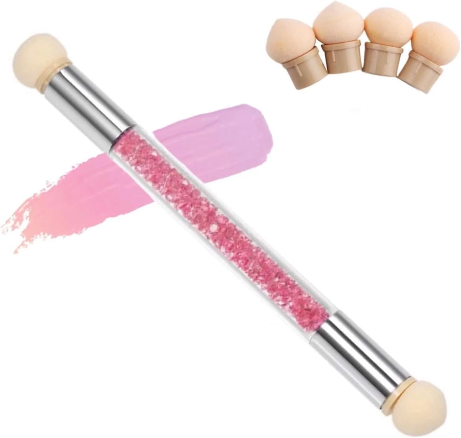 قلم اسفنجی ناخن، برس آمبره ناخن، برس دو سر طراحی ناخن، ابزار طراحی ناخن برای سالن و DIY با 4 عدد سری اسفنجی قابل تعویض (صورتی) قلم اسفنجی ناخن، برس آمبره ناخن، برس دو سر طراحی ناخن، ابزار طراحی ناخن برای سالن و DIY با 4 عدد سری اسفنجی قابل تعویض (صورتی)