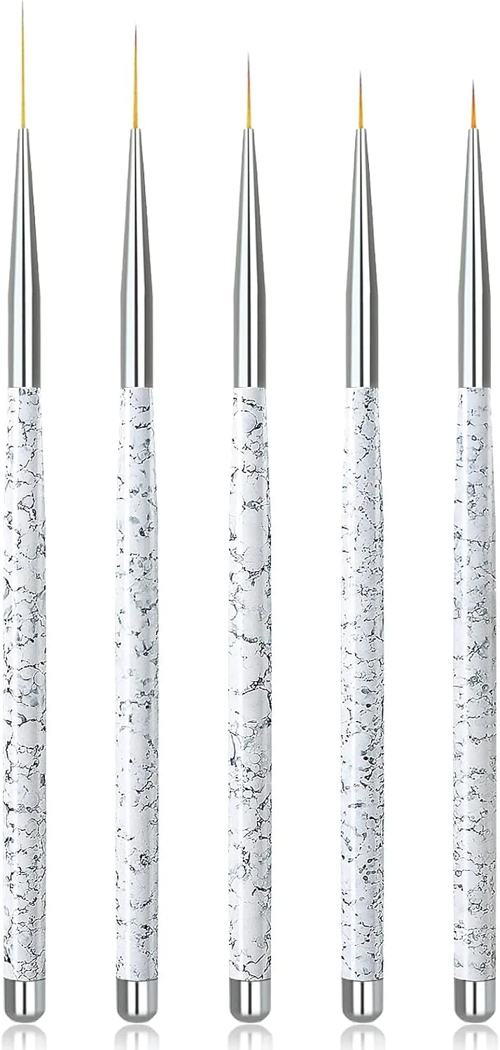 ست قلم موی طراحی ناخن Sularpek، 5 عدد قلم موی طراحی ناخن، قلم موی خطی طراحی ناخن، قلم موی نقاشی طراحی ناخن برای استفاده DIY و حرفه ای، ابزار نقطه گذاری