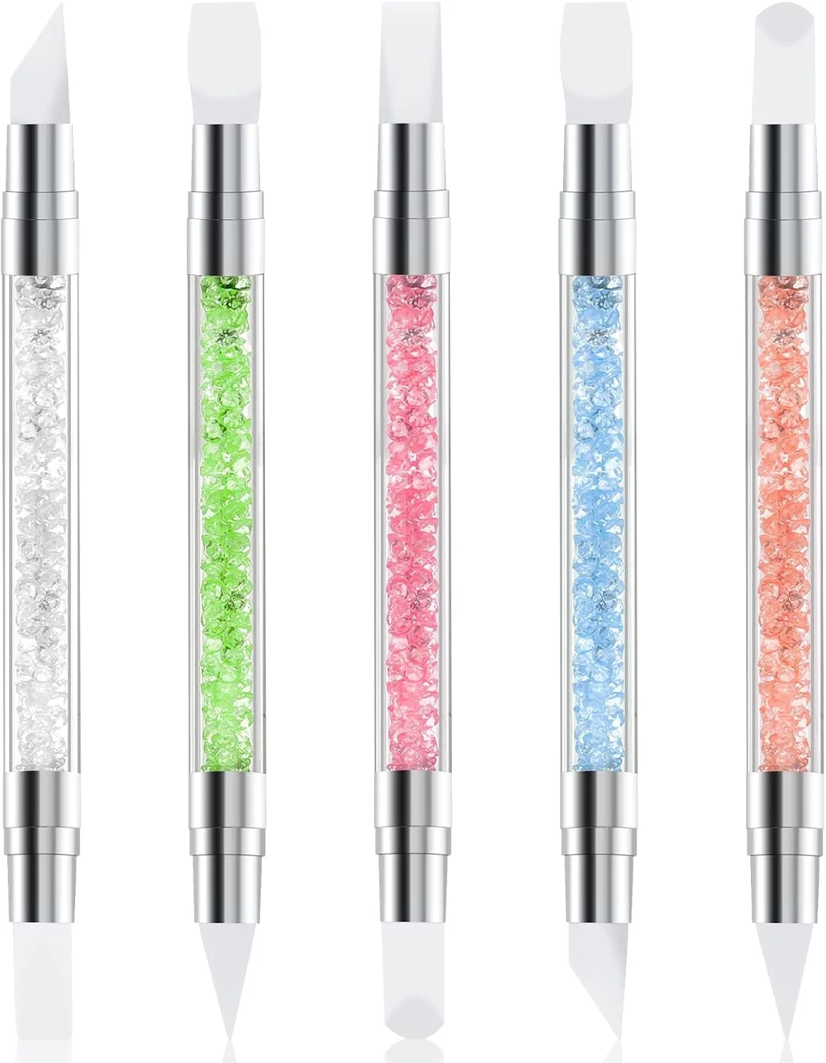 قلم طراحی ناخن سیلیکونی دو طرفه Sliverdew، ست 5 عددی، ابزار طراحی ناخن، قلم اکریلیک ناخن، برس های سیلیکونی برای ابزار طراحی ناخن رزینی، مناسب برای طراحی، فویل ناخن، حکاکی، ایجاد طرح و شکل دادن