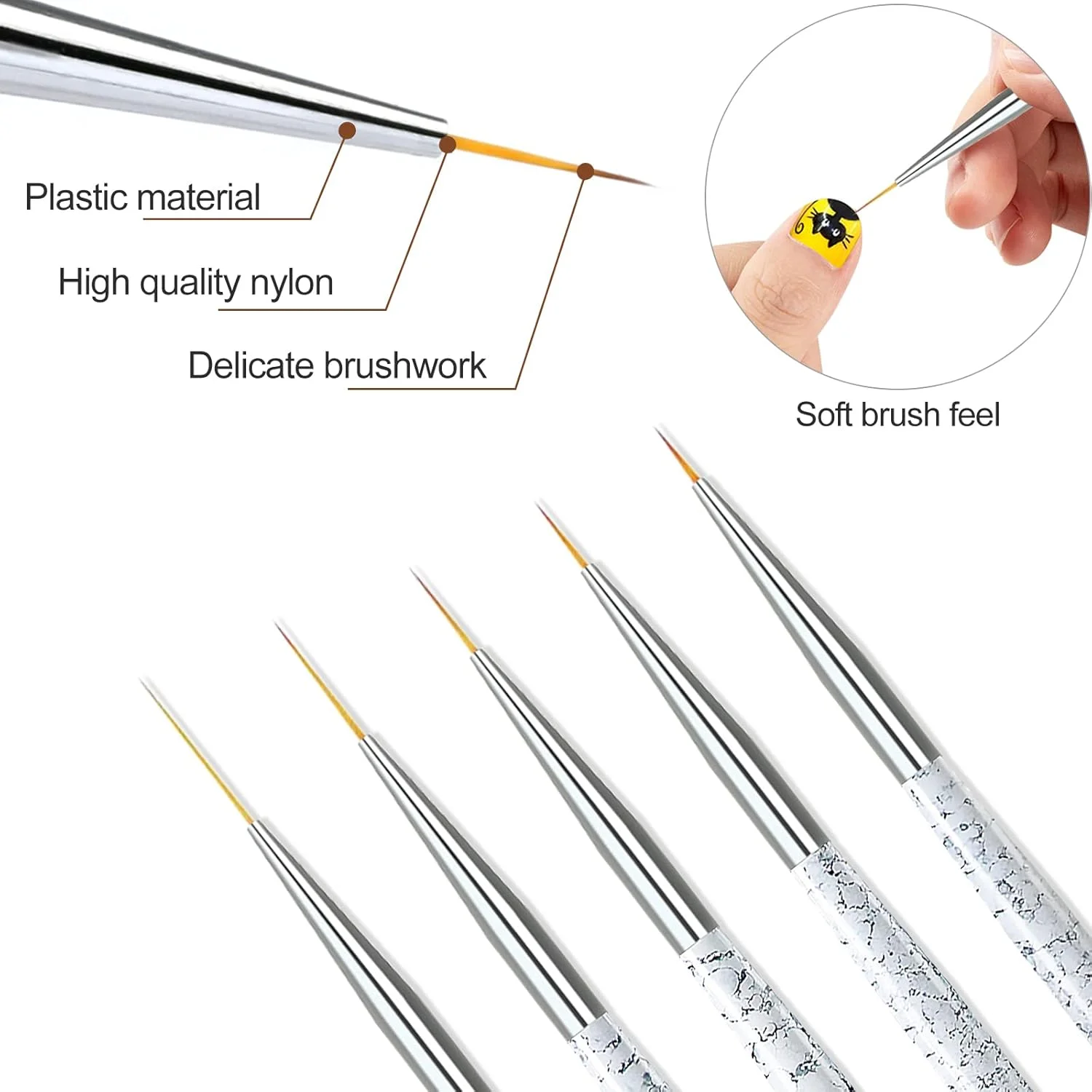 ست قلم موی طراحی ناخن Sularpek، 5 عدد قلم موی طراحی ناخن، قلم موی خطی طراحی ناخن، قلم موی نقاشی طراحی ناخن برای استفاده DIY و حرفه ای، ابزار نقطه گذاری ست قلم موی طراحی ناخن Sularpek، 5 عدد قلم موی طراحی ناخن، قلم موی خطی طراحی ناخن، قلم موی نقاشی طراحی ناخن برای استفاده DIY و حرفه ای، ابزار نقطه گذاری