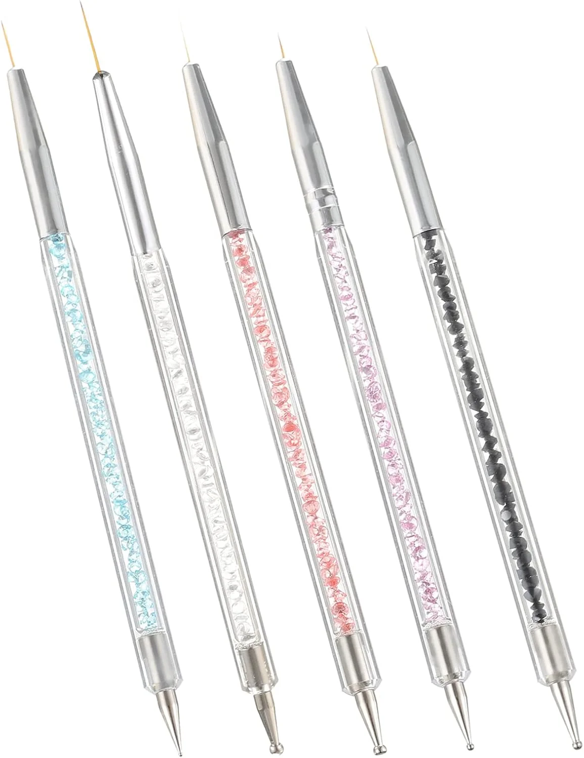 ست ابزار نقطه گذاری دو طرفه Smukdoo - 5 عدد برس خطی طراحی ناخن برای طراحی مانیکور ست ابزار نقطه گذاری دو طرفه Smukdoo - 5 عدد برس خطی طراحی ناخن برای طراحی مانیکور