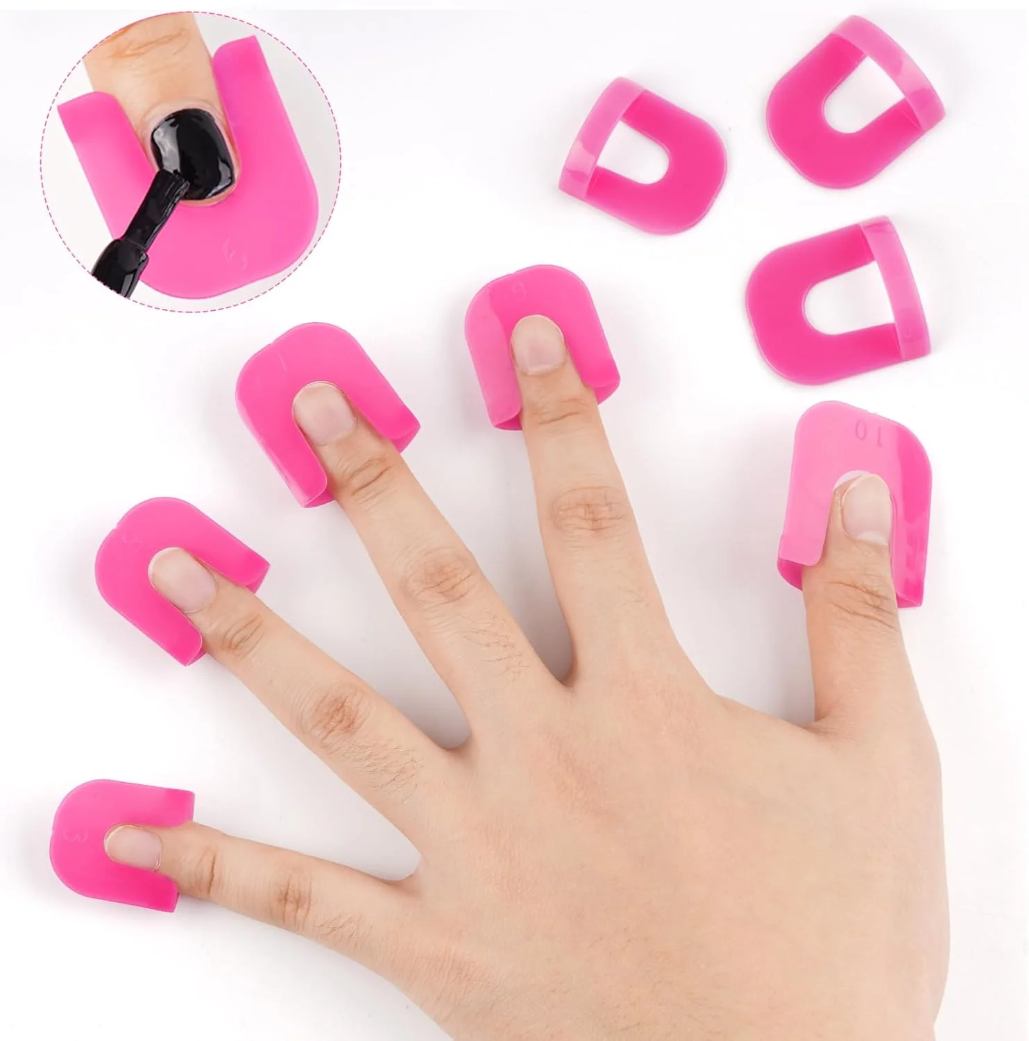 26 عدد محافظ لاک ناخن ضد ریزش، نگهدارنده لاک ناخن قابل استفاده مجدد برای طراحی ناخن، 10 سایز، صورتی 26 عدد محافظ لاک ناخن ضد ریزش، نگهدارنده لاک ناخن قابل استفاده مجدد برای طراحی ناخن، 10 سایز، صورتی