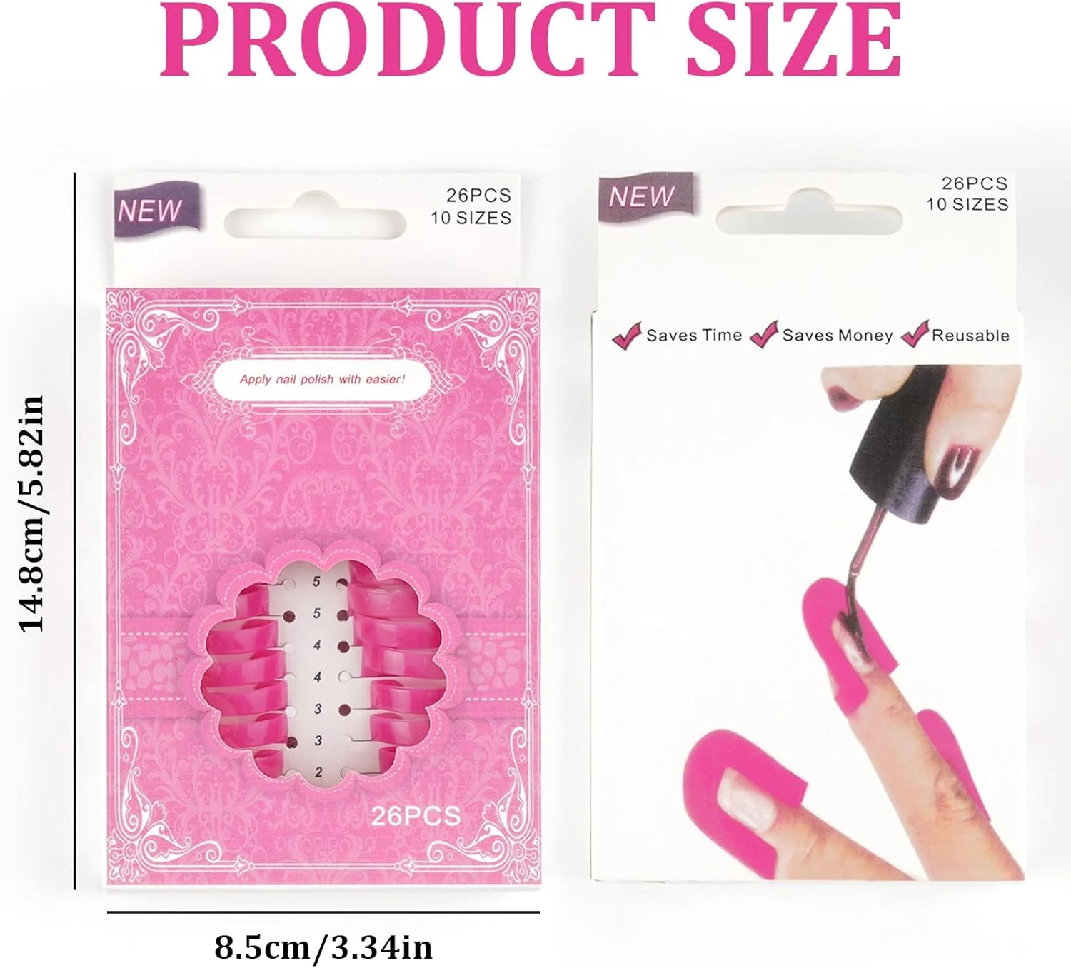 26 عدد محافظ لاک ناخن ضد ریزش، نگهدارنده لاک ناخن قابل استفاده مجدد برای طراحی ناخن، 10 سایز، صورتی 26 عدد محافظ لاک ناخن ضد ریزش، نگهدارنده لاک ناخن قابل استفاده مجدد برای طراحی ناخن، 10 سایز، صورتی