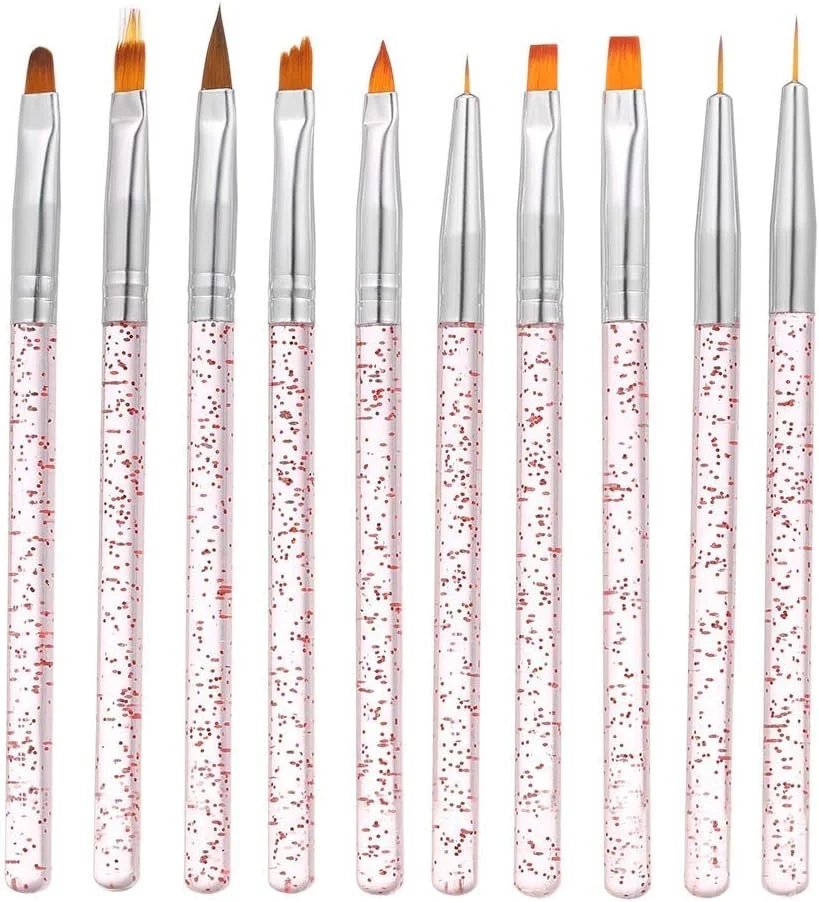 ست قلم موی طراحی ناخن SYOSI، مجموعه 10 عددی قلم طراحی و نقاشی، قلم تخت سازنده، خط گرادیان، ژل UV، طراحی نوک کریستال اکریلیک، قلم موهای طراحی ناخن، مجموعه قلم موی خطی طراحی ناخن، کیت قلم موی اکریلیک ناخن