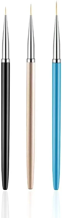 قلم موی طراحی ناخن سایوسی 3 عددی، قلم موی نایلونی طراحی ناخن اکریلیک و ژل UV، قلم طراحی و نقاشی ناخن (7/9/11 میلی متر)