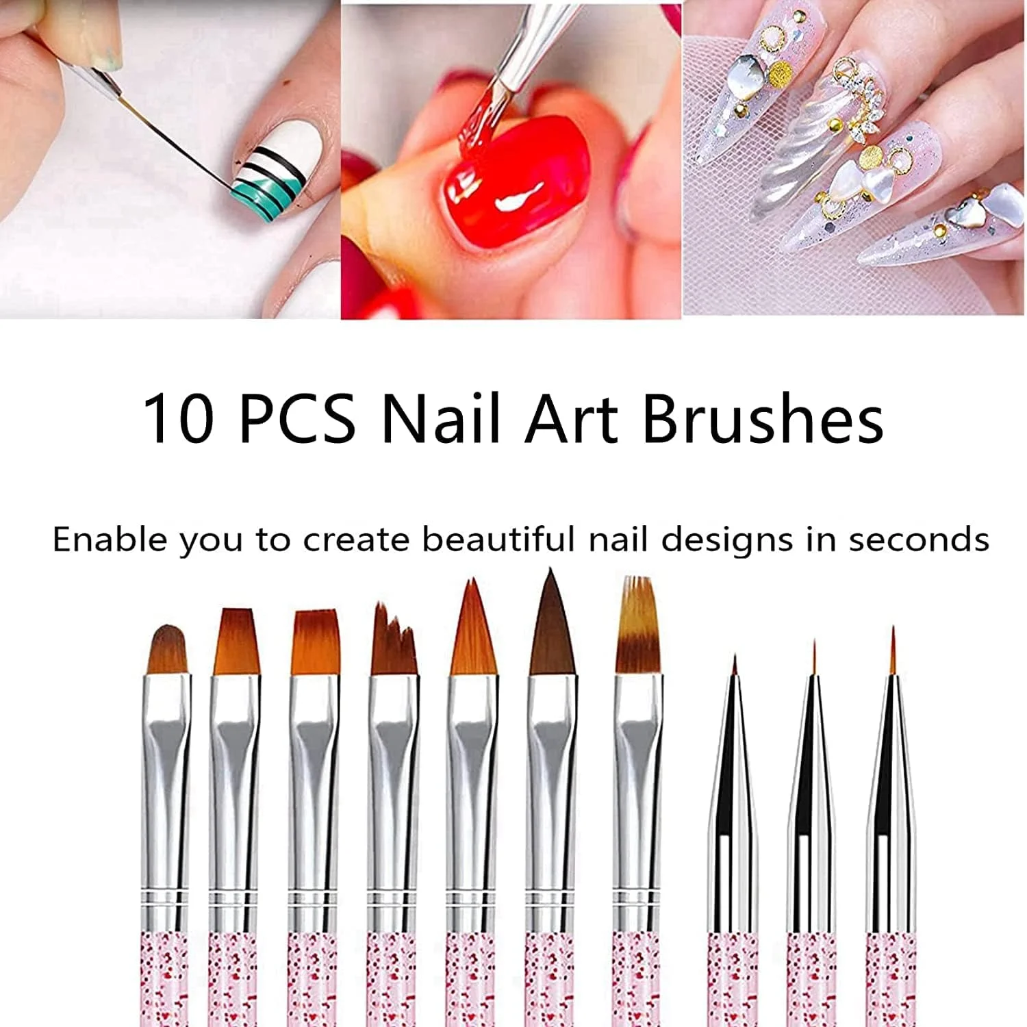 ست قلم موی طراحی ناخن SYOSI، مجموعه 10 عددی قلم طراحی و نقاشی، قلم تخت سازنده، خط گرادیان، ژل UV، طراحی نوک کریستال اکریلیک، قلم موهای طراحی ناخن، مجموعه قلم موی خطی طراحی ناخن، کیت قلم موی اکریلیک ناخن ست قلم موی طراحی ناخن SYOSI، مجموعه 10 عددی قلم طراحی و نقاشی، قلم تخت سازنده، خط گرادیان، ژل UV، طراحی نوک کریستال اکریلیک، قلم موهای طراحی ناخن، مجموعه قلم موی خطی طراحی ناخن، کیت قلم موی اکریلیک ناخن