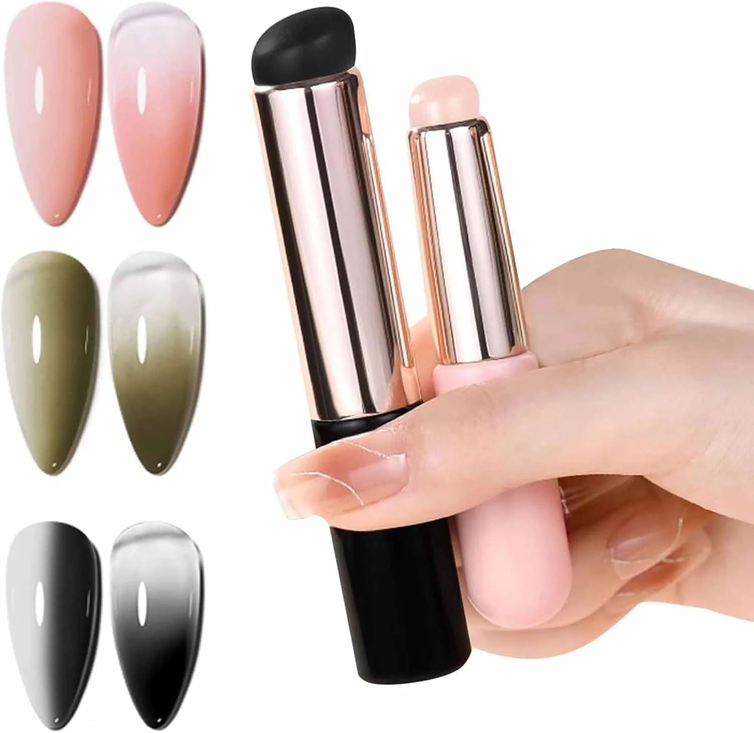 قلم موی سیلیکونی ناخن تزویق، 2 عددی، قلم موی گرادیانی نقطه ای، قلم موی ترکیب سر کج، ابزار DIY طراحی ناخن