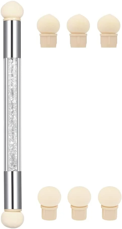 قلم اسفنجی طراحی ناخن Pepisky، قلم سایه زنی گرادیانی ناخن اکریلیک دو طرفه، برس پودر ناخن، ابزار مانیکور