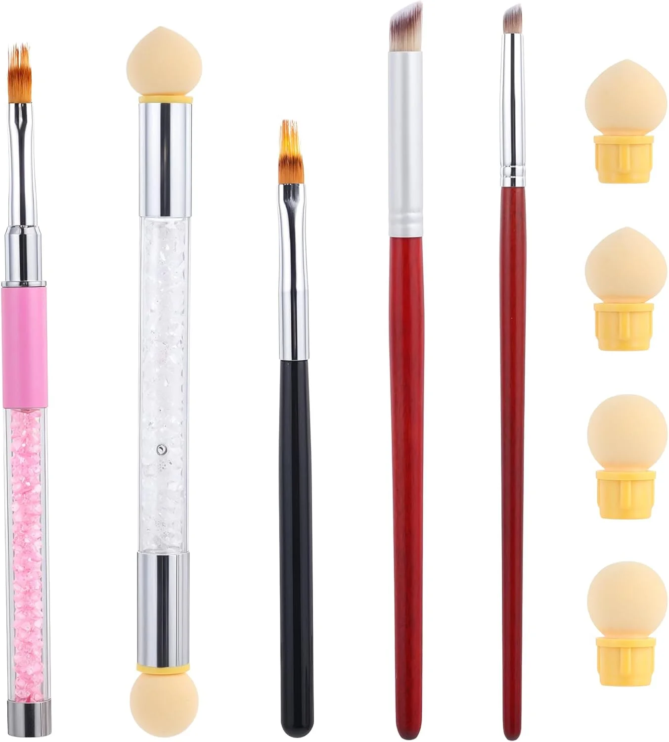 ست 5 عددی قلم موی آمبره ناخن، قلم موی طراحی فرنچ نوک ناخن، قلم موی طراحی ناخن، قلم موی آمبره برای ناخن های ژلیش، ابزار طراحی ناخن، مناسب برای استفاده از اکریلیک