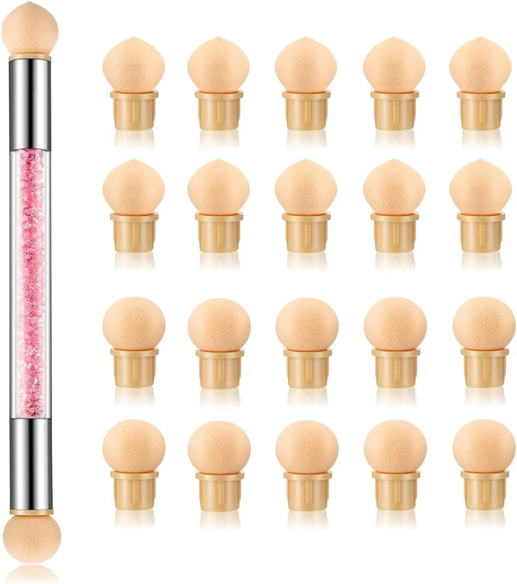 قلم اسفنجی گرادیان ناخن ForSewian، برس طراحی ناخن دو سر با 20 عدد سر جایگزین برای طراحی هنری ناخن