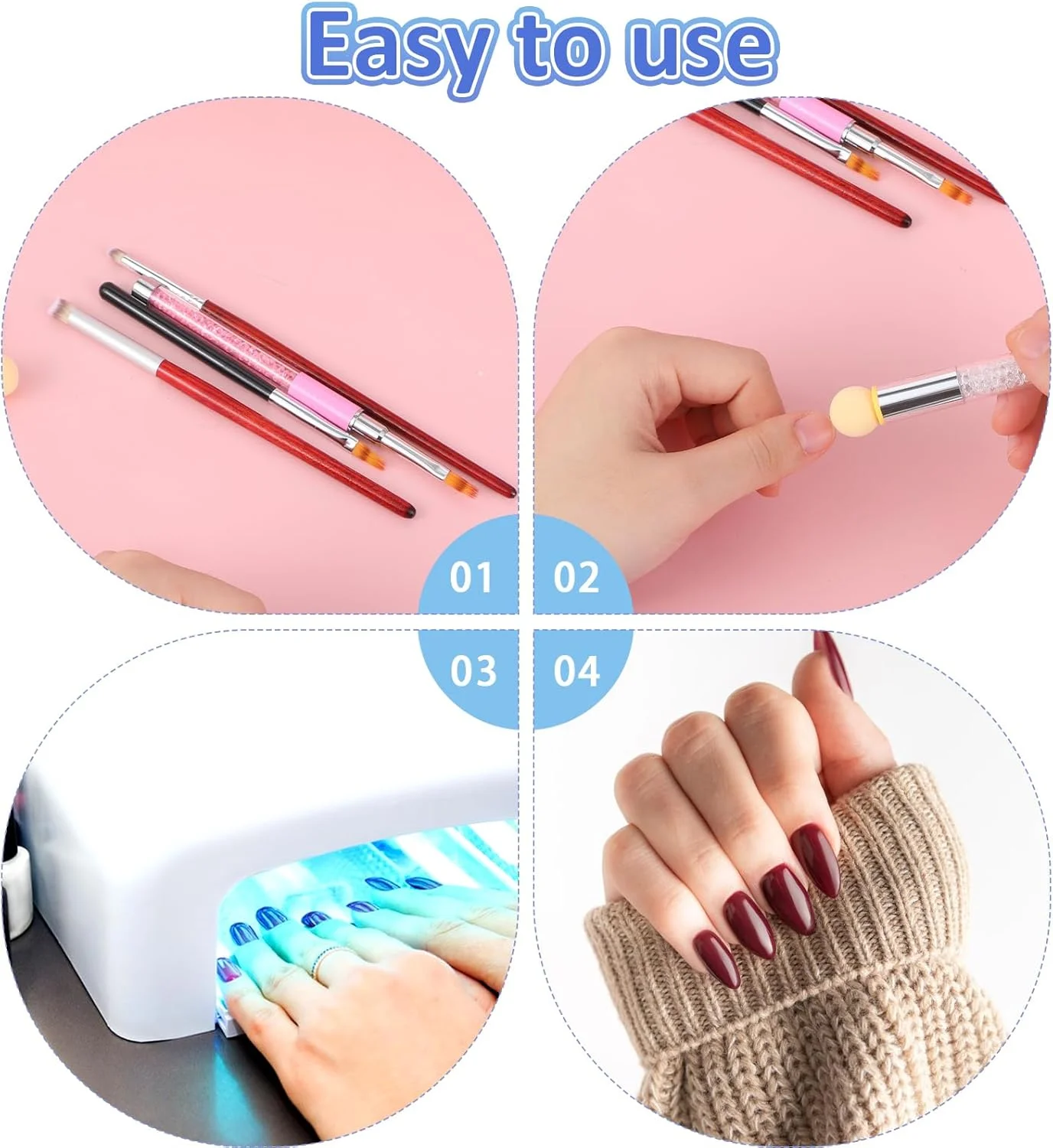 ست 5 عددی قلم موی آمبره ناخن، قلم موی طراحی فرنچ نوک ناخن، قلم موی طراحی ناخن، قلم موی آمبره برای ناخن های ژلیش، ابزار طراحی ناخن، مناسب برای استفاده از اکریلیک