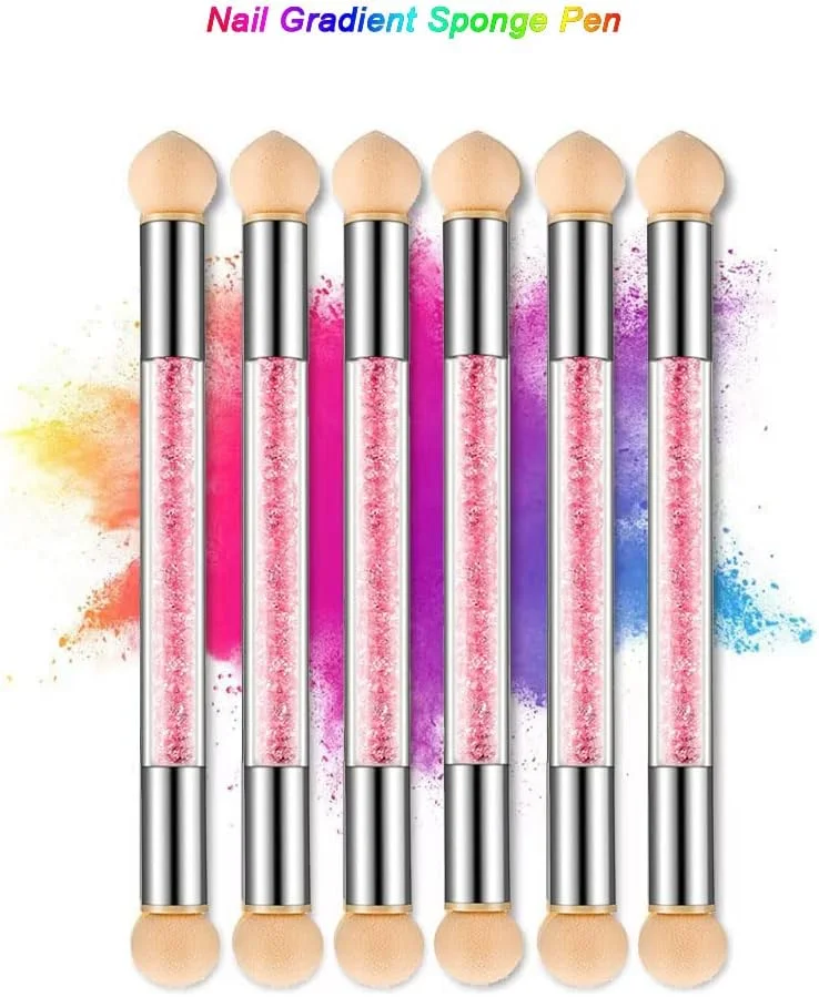 قلم اسفنجی گرادیان ناخن ForSewian، برس طراحی ناخن دو سر با 20 عدد سر جایگزین برای طراحی هنری ناخن
