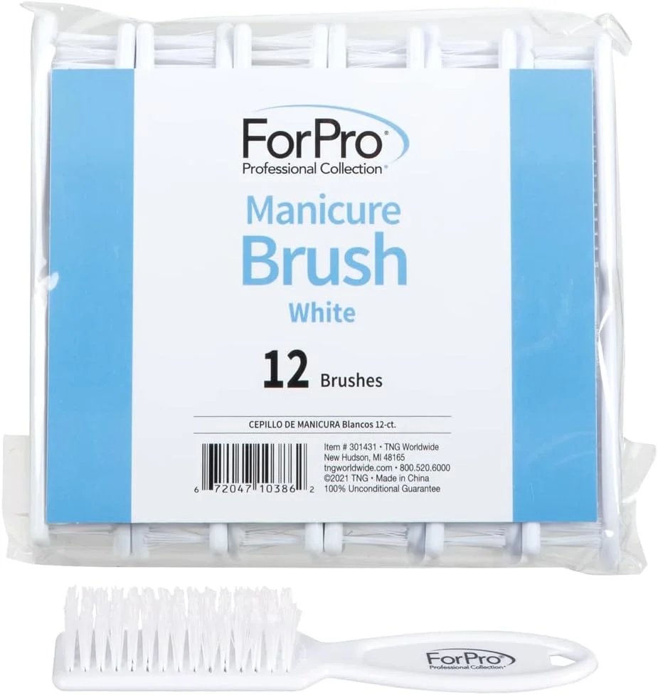 برس ناخن حرفه ای فورپرو، برس اسکراب ناخن برای تمیز کردن انگشتان پا و ناخن، 5.5 اینچ طول، سفید، بسته 12 عددی