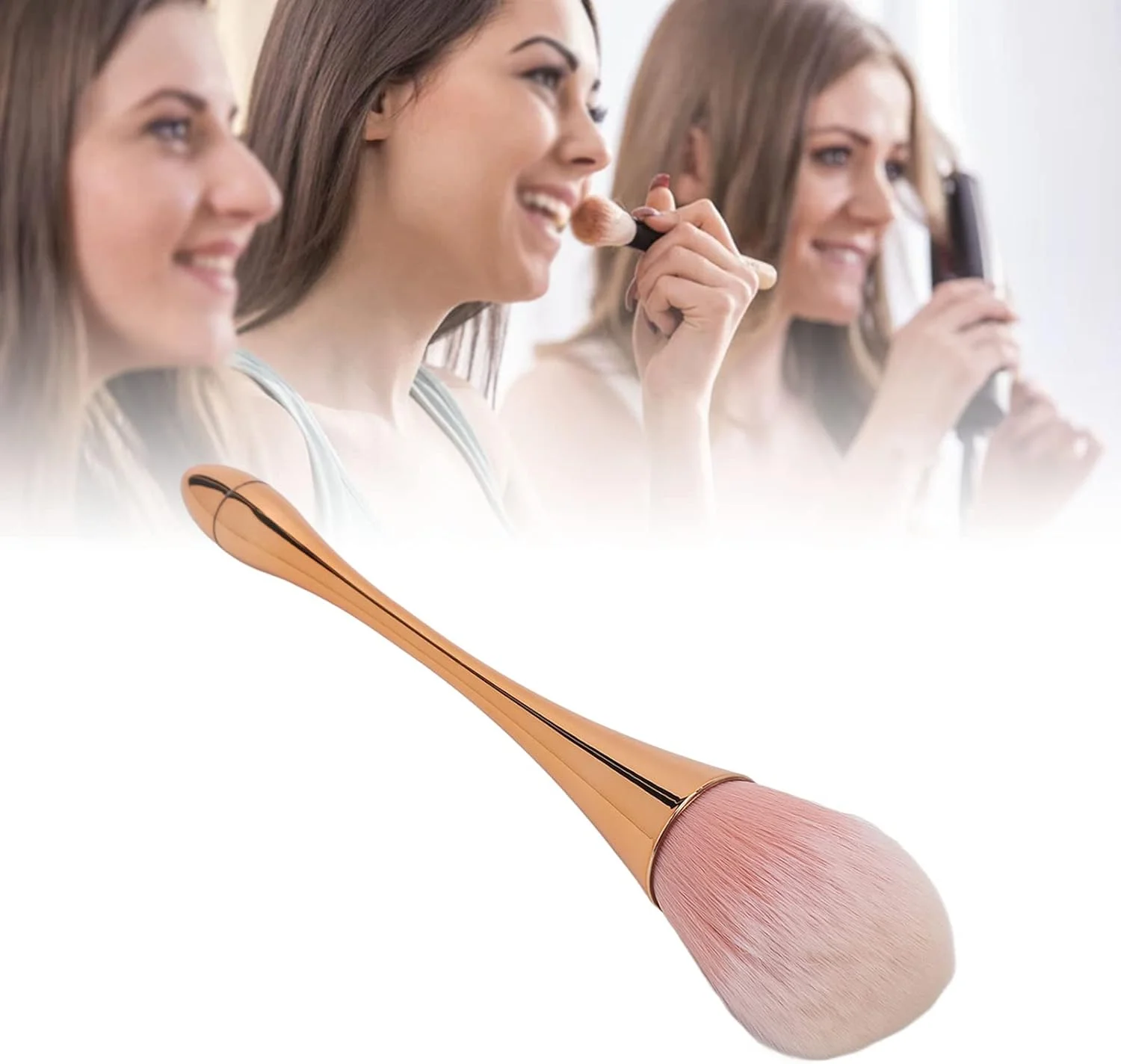 برس گردگیری پودر ناخن Xinwe، دسته فیبر مصنوعی برس تمیز کننده گرد و غبار ناخن با کاربری آسان، قالب گیری ضخیم و بدون بو برای آرایش (رزگلد)