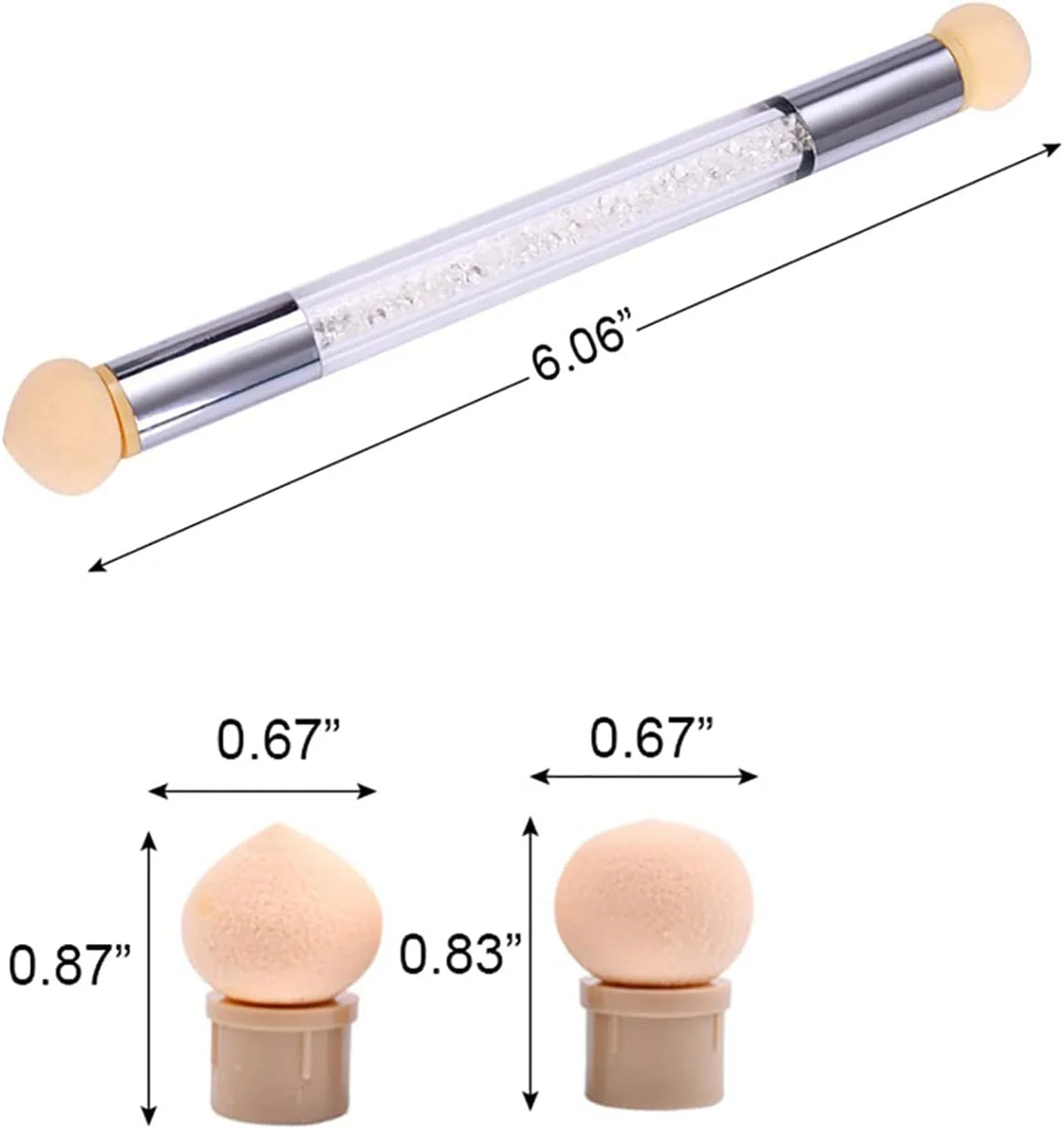 ست قلم موی آمبره ناخن WOKOTO شامل 8 عدد قلم موی طراحی ناخن به همراه 4 عدد اسفنج ناخن، قلم موی آمبره برای ناخن های ژلی، قلم موی گرادینت برای طراحی آمبره ناخن اکریلیک، قلم موی خطی و ابزار نقطه گذاری در اندازه های مختلف