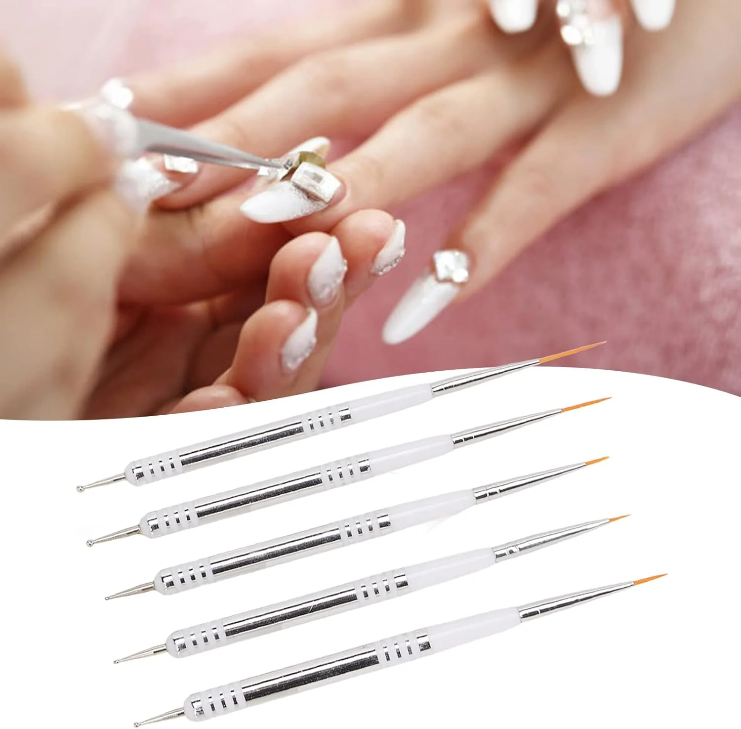 قلم موی طراحی ناخن Tuwei، ست 5 عددی قلم موی خطی دو طرفه و قلم نقطه گذاری ناخن، ست قلم موی طراحی لاک ژل برای مانیکور خانگی و سالنی قلم موی طراحی ناخن Tuwei، ست 5 عددی قلم موی خطی دو طرفه و قلم نقطه گذاری ناخن، ست قلم موی طراحی لاک ژل برای مانیکور خانگی و سالنی