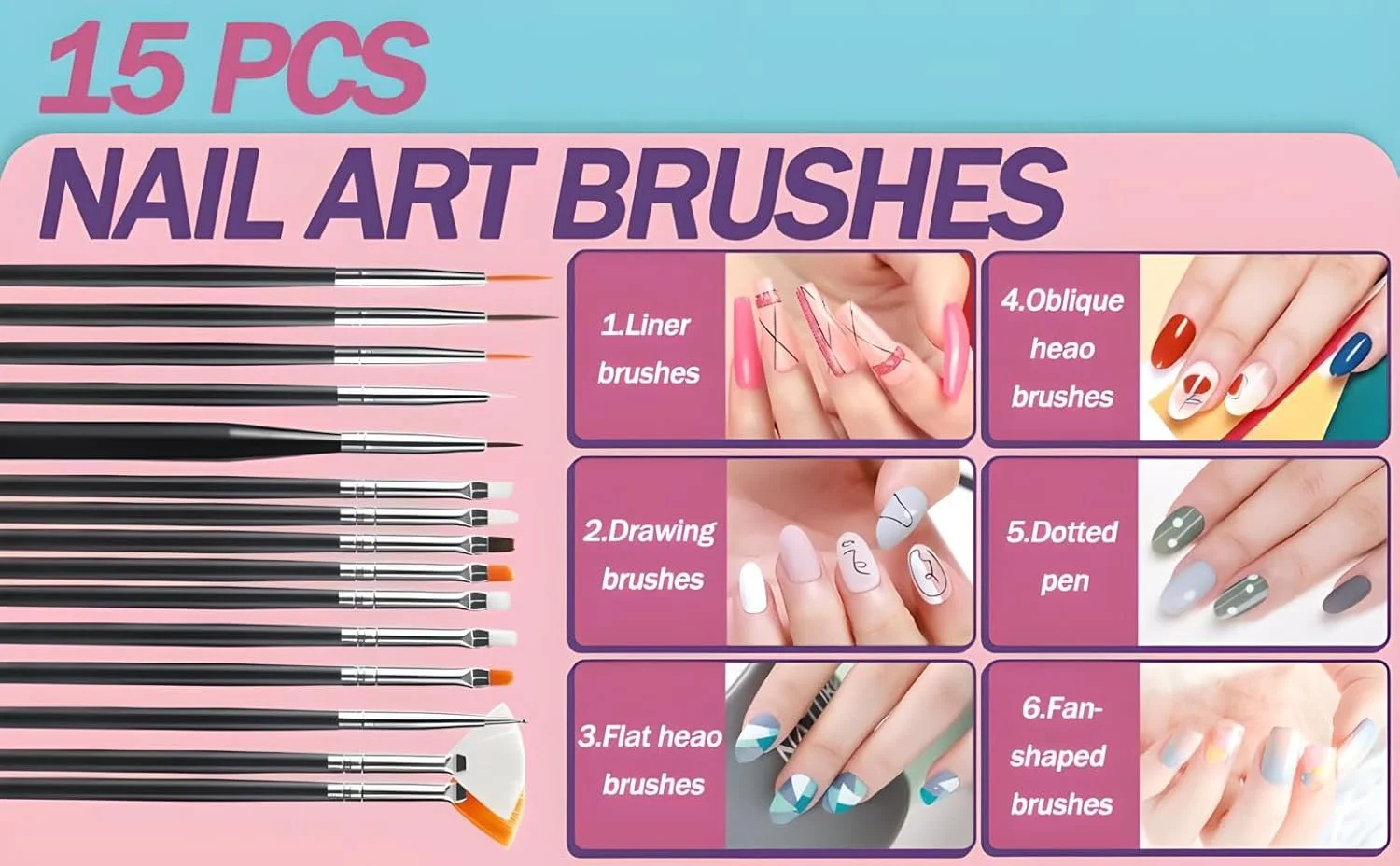 مجموعه 35 عددی قلم مو طراحی ناخن یلا جوی به همراه ابزار طراحی لاک ژل - ابزار نقطه گذاری، قلم موهای راه راه، خطوط بلند، قلم طراحی برای لوازم طراحی ناخن سالن و خانگی