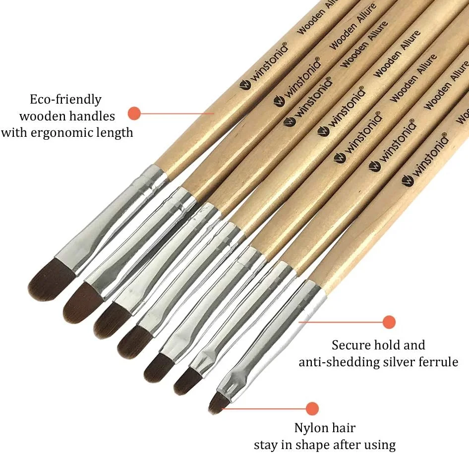 مجموعه برس ژل ناخن 7 عددی Plant Ther Winstonia مناسب برای ایجاد نوک ناخن، پوشش دهی، استفاده از لاک ژل و اکستنشن | برس های بیضی شکل متنوع | WOODEN ALLURE مجموعه برس ژل ناخن 7 عددی Plant Ther Winstonia مناسب برای ایجاد نوک ناخن، پوشش دهی، استفاده از لاک ژل و اکستنشن | برس های بیضی شکل متنوع | WOODEN ALLURE