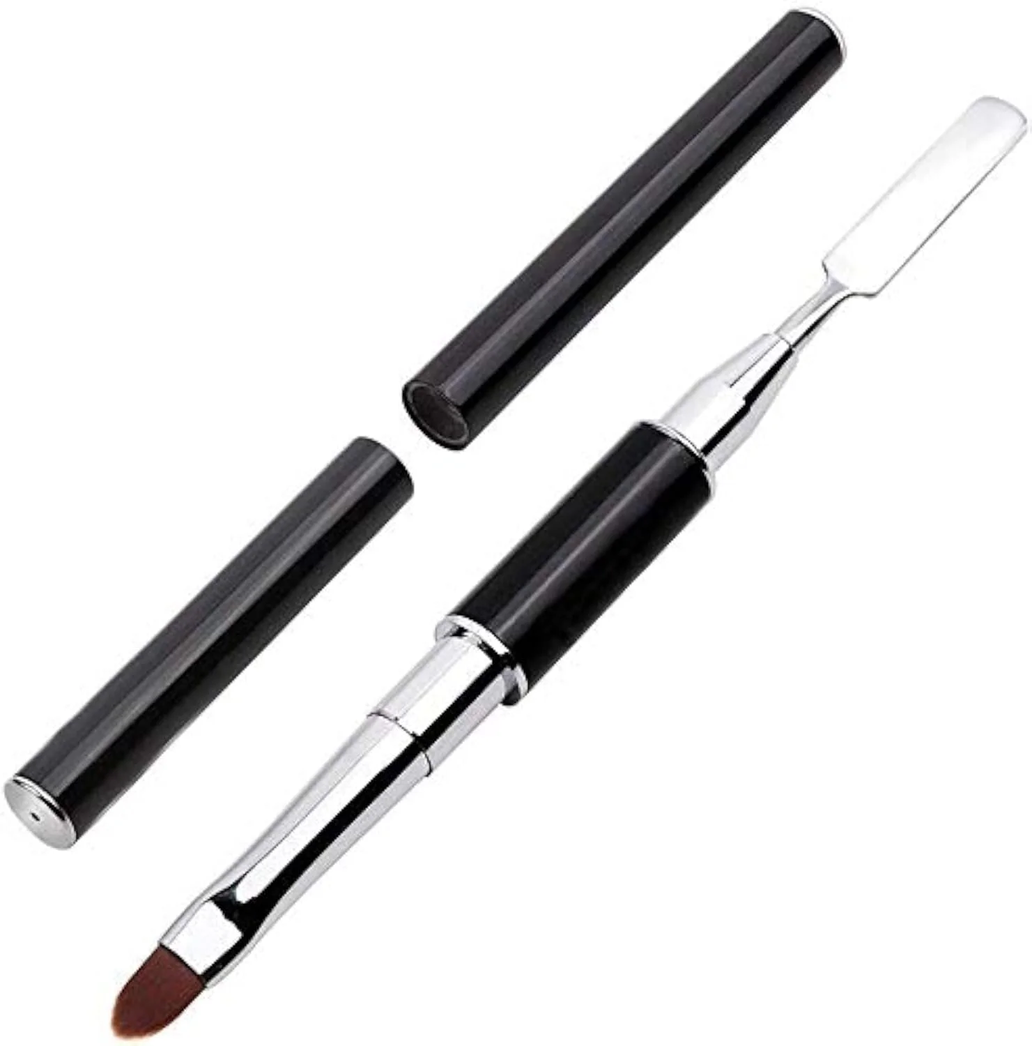 ابزار برس و پیکر پلی ژل دو طرفه N+A، برس ناخن پلی ژل استیل ضد زنگ 2 در 1، ابزار ژل ناخن برای اکستنشن ناخن های اکریلیک ژل پلی ژل (مشکی)