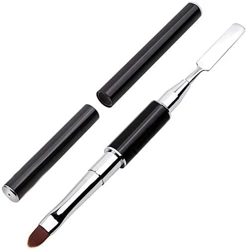 ابزار برس و پیکر پلی ژل دو طرفه N+A، برس ناخن پلی ژل استیل ضد زنگ 2 در 1، ابزار ژل ناخن برای اکستنشن ناخن های اکریلیک ژل پلی ژل (مشکی)